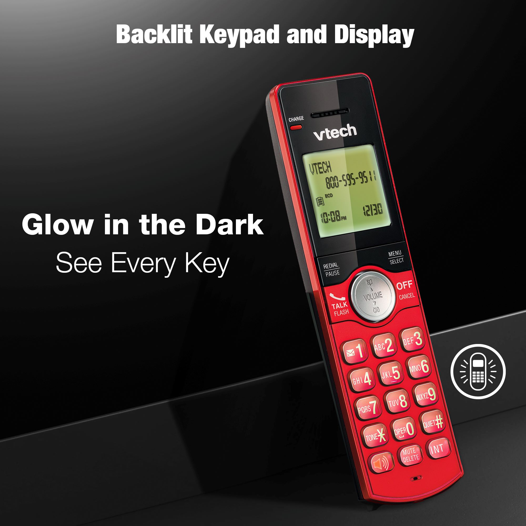 VTech 3-Handset Cordless Phone for Home with Caller ID/Call Waiting, Landline Phones, Illuminated Keypad, Full Duplex Speakerphone, ECO & Quiet Mode, Wall Mount - view 2