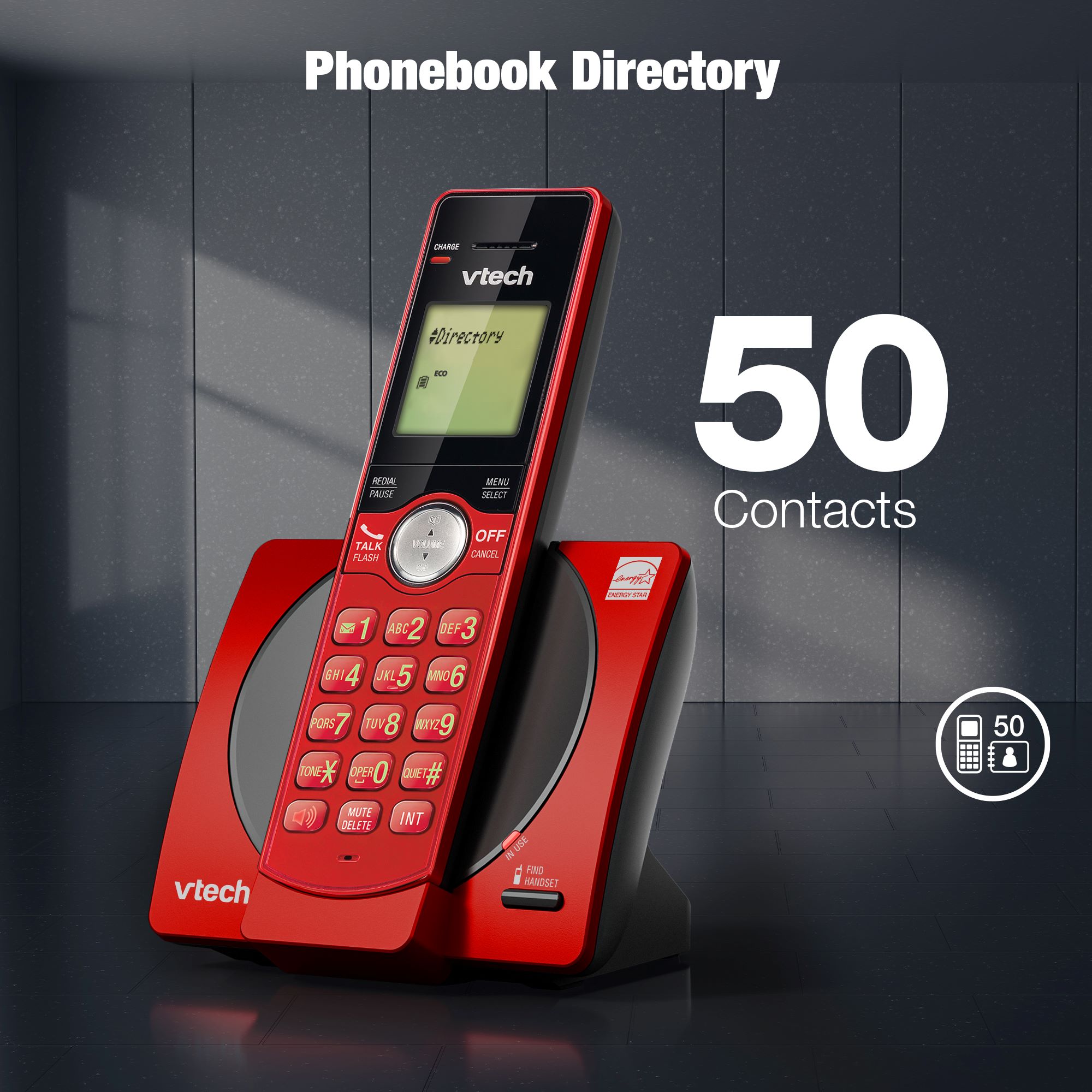 VTech 3-Handset Cordless Phone for Home with Caller ID/Call Waiting, Landline Phones, Illuminated Keypad, Full Duplex Speakerphone, ECO & Quiet Mode, Wall Mount - view 4