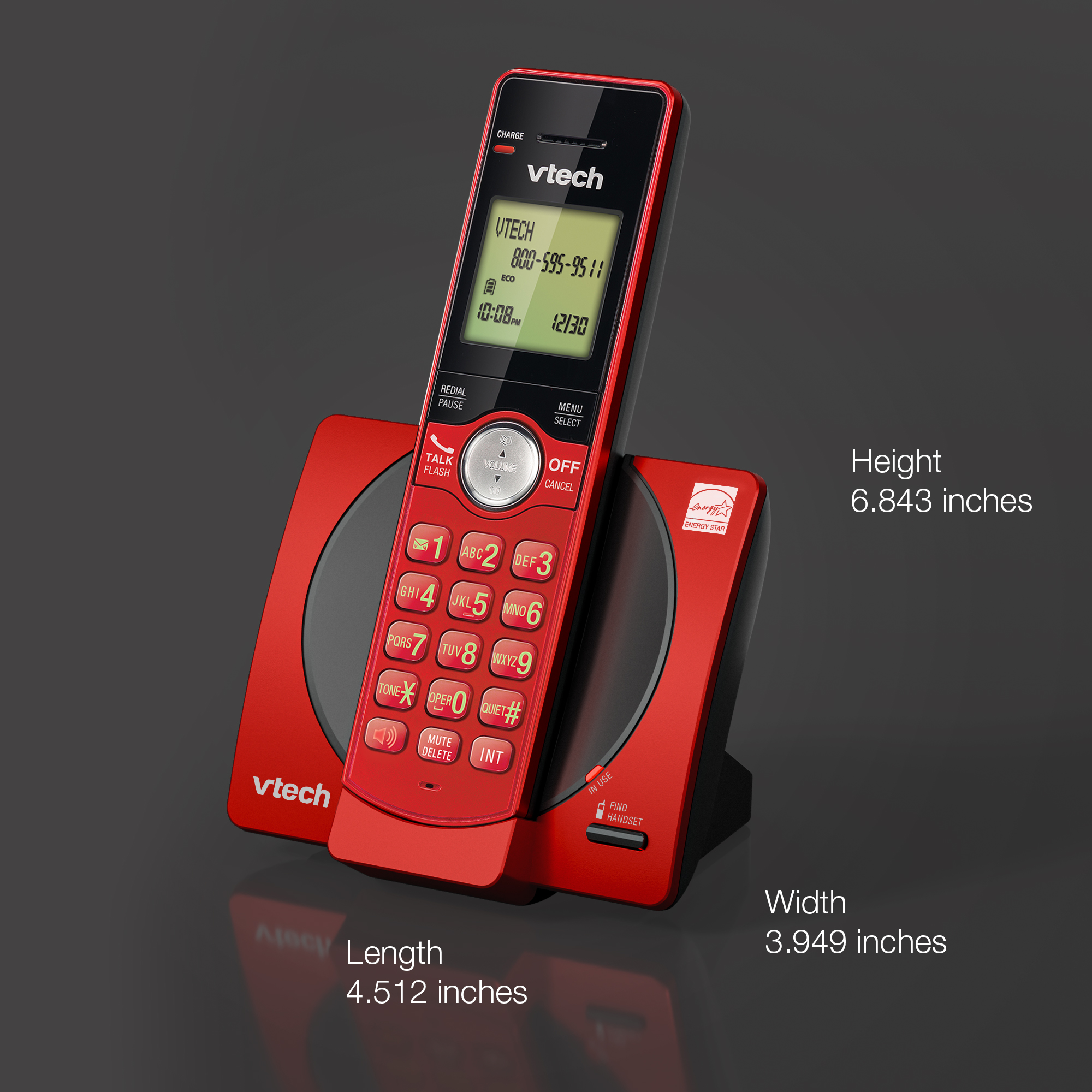 VTech 3-Handset Cordless Phone for Home with Caller ID/Call Waiting, Landline Phones, Illuminated Keypad, Full Duplex Speakerphone, ECO & Quiet Mode, Wall Mount - view 9