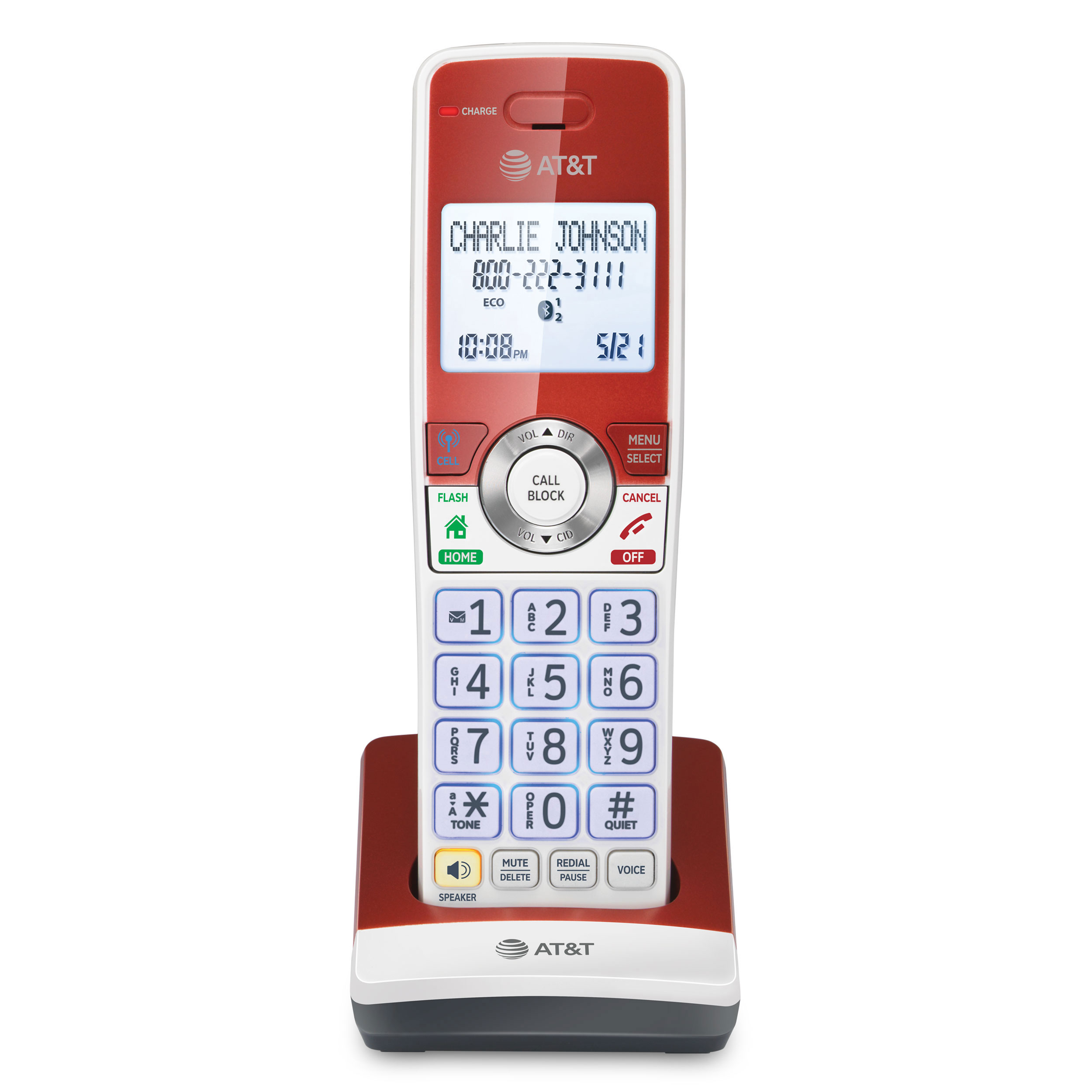 Accessory Handset with Unsurpassed Range, Bluetooth Connect to Cell, and Smart Call Blocker (Red) - view 1