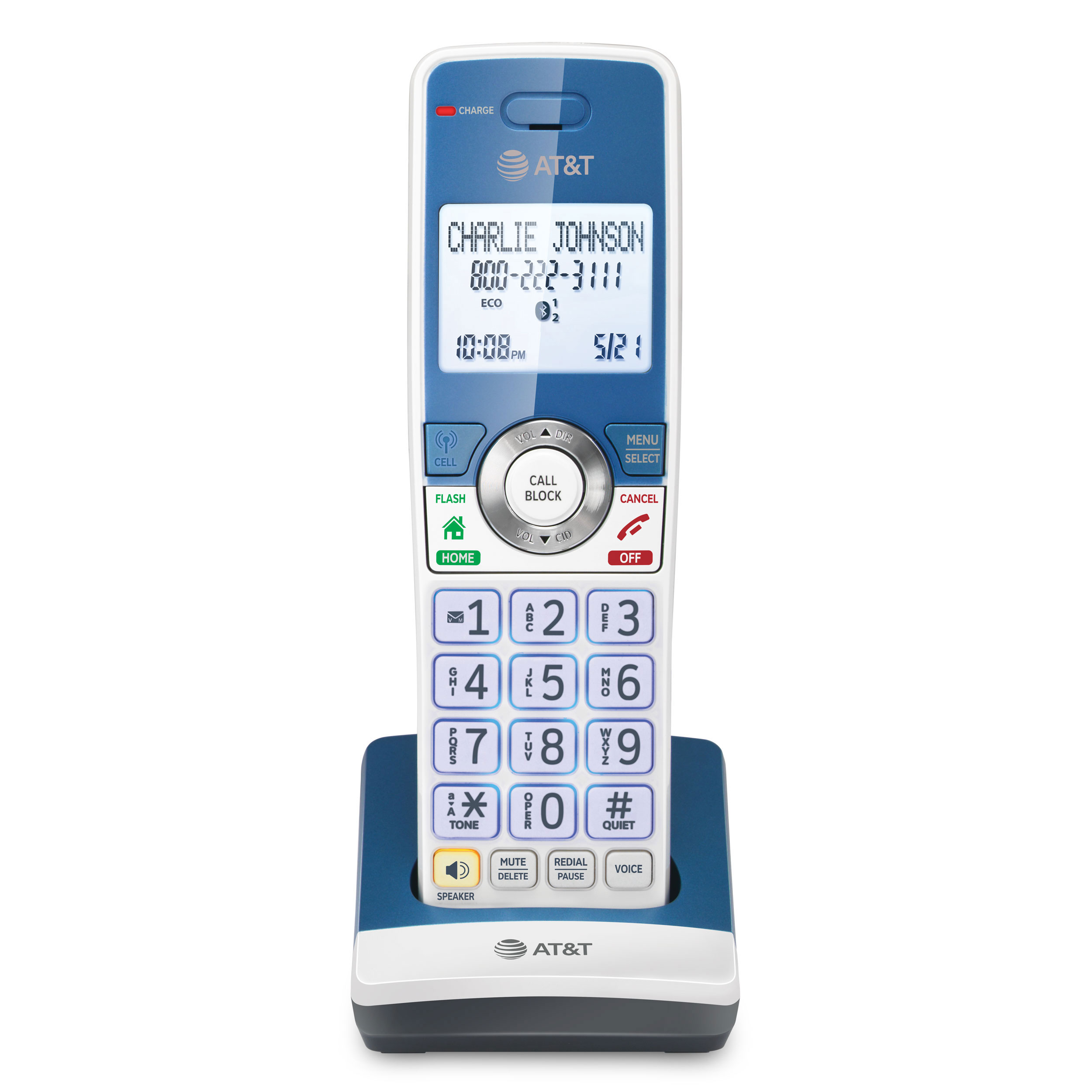Accessory Handset with Unsurpassed Range, Bluetooth Connect to Cell, and Smart Call Blocker (Blue) - view 1