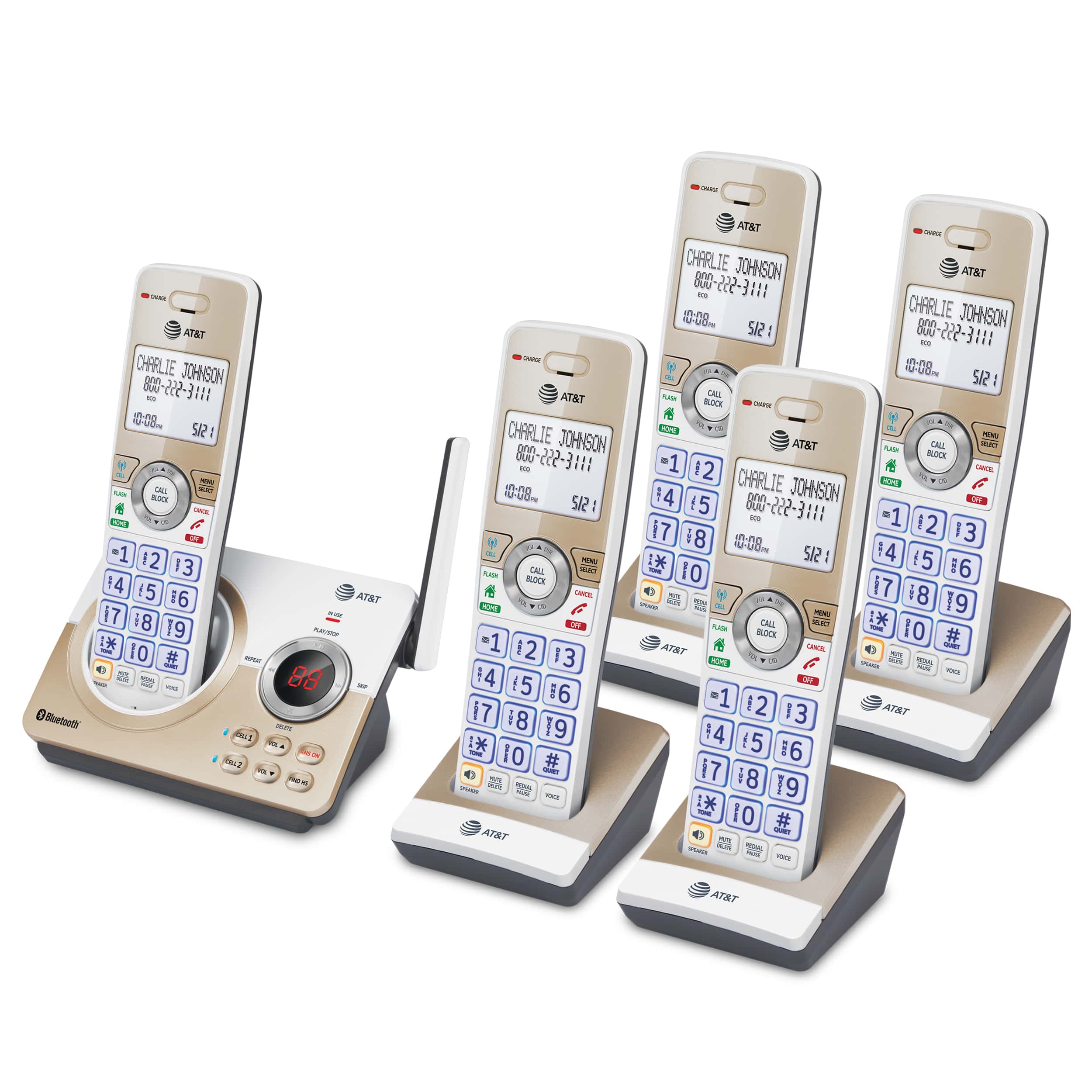 5-Handset Expandable Cordless Phone with Unsurpassed Range, Bluetooth Connect to Cell™, Smart Call Blocker and Answering System (Sliver) - view 3