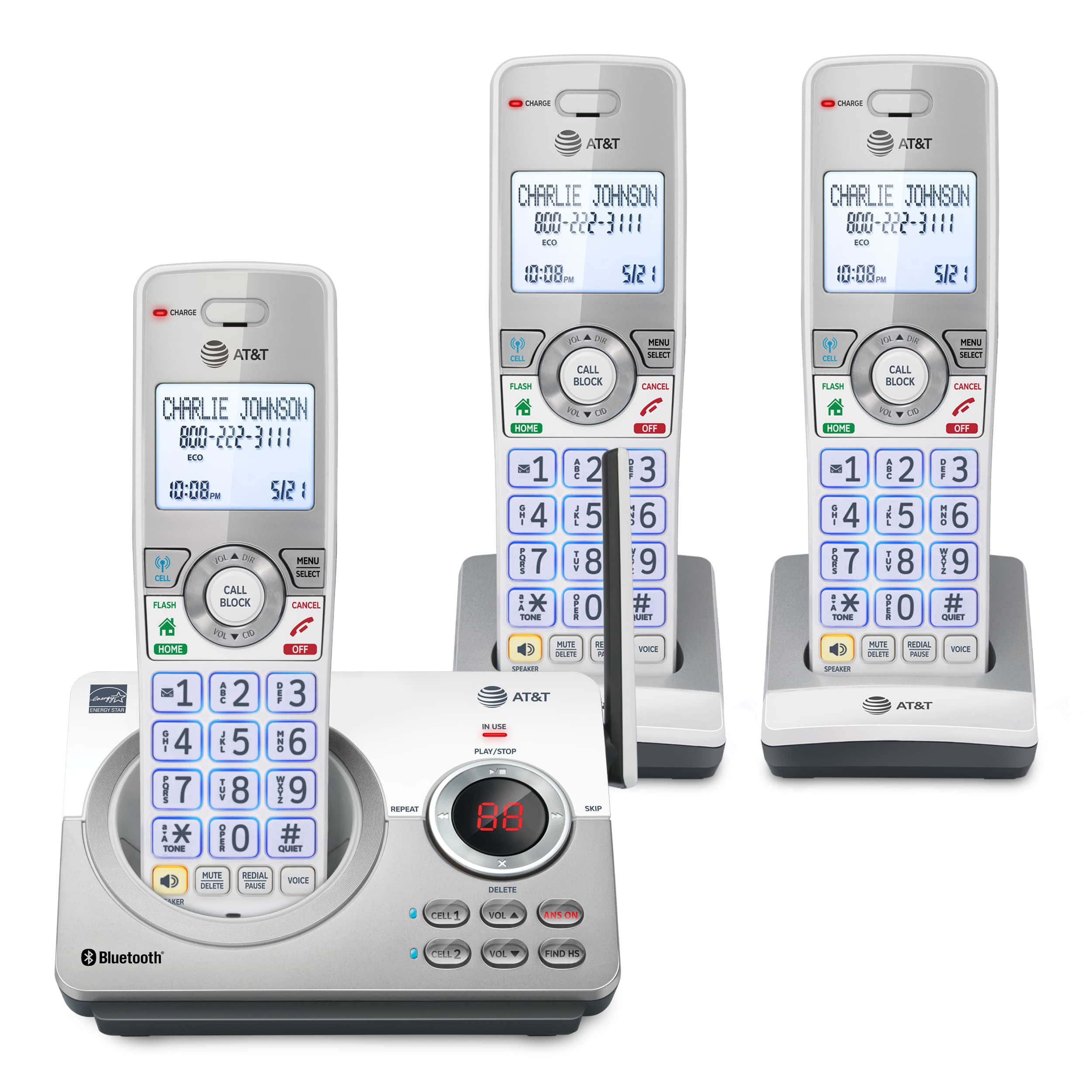 激安直営店 センターバレーATT 3 Handset Corded Cordless Phone Bundle 4 Line kids ...