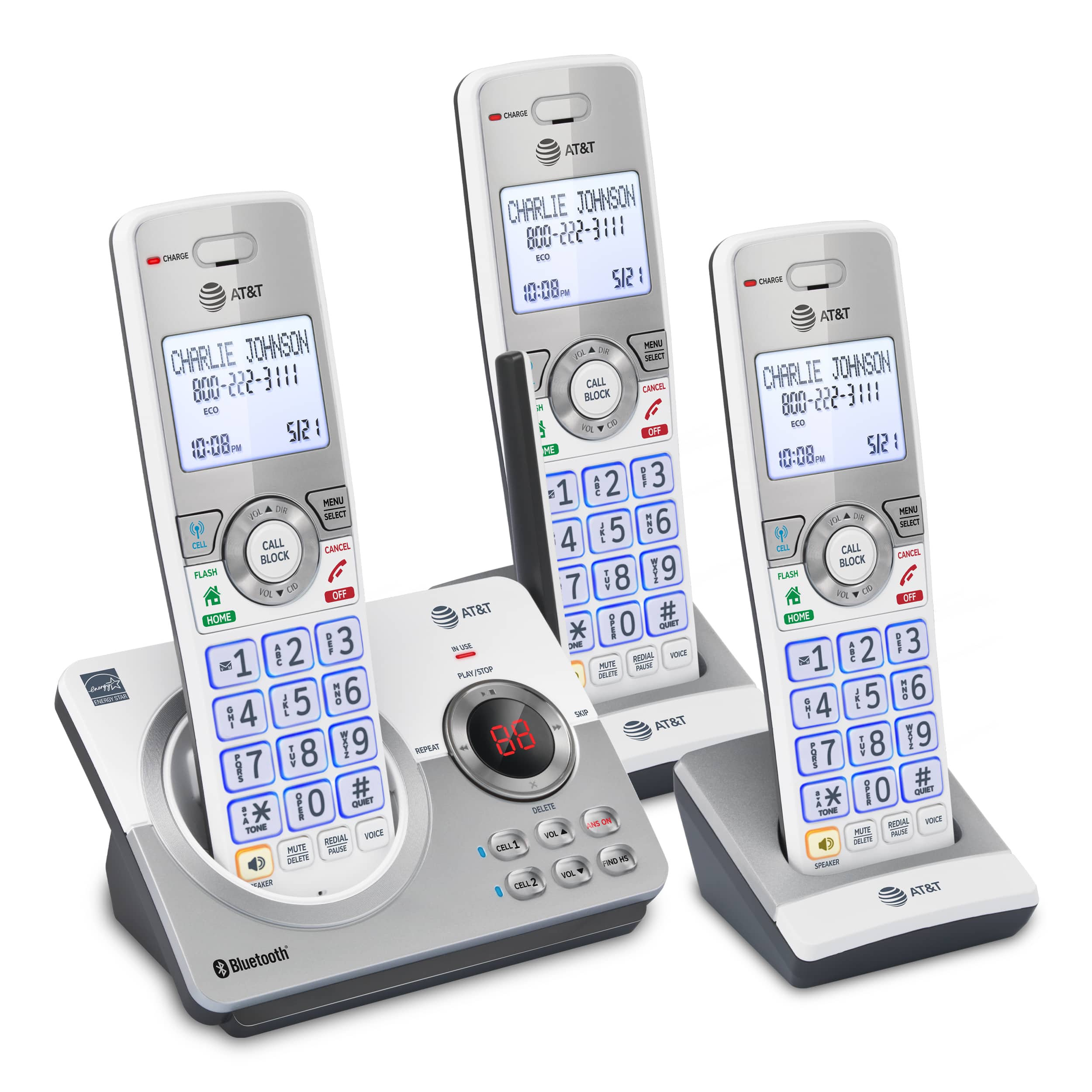3-Handset Expandable Cordless Phone with Unsurpassed Range, Bluetooth Connect to Cell™, Smart Call Blocker and Answering System - view 3