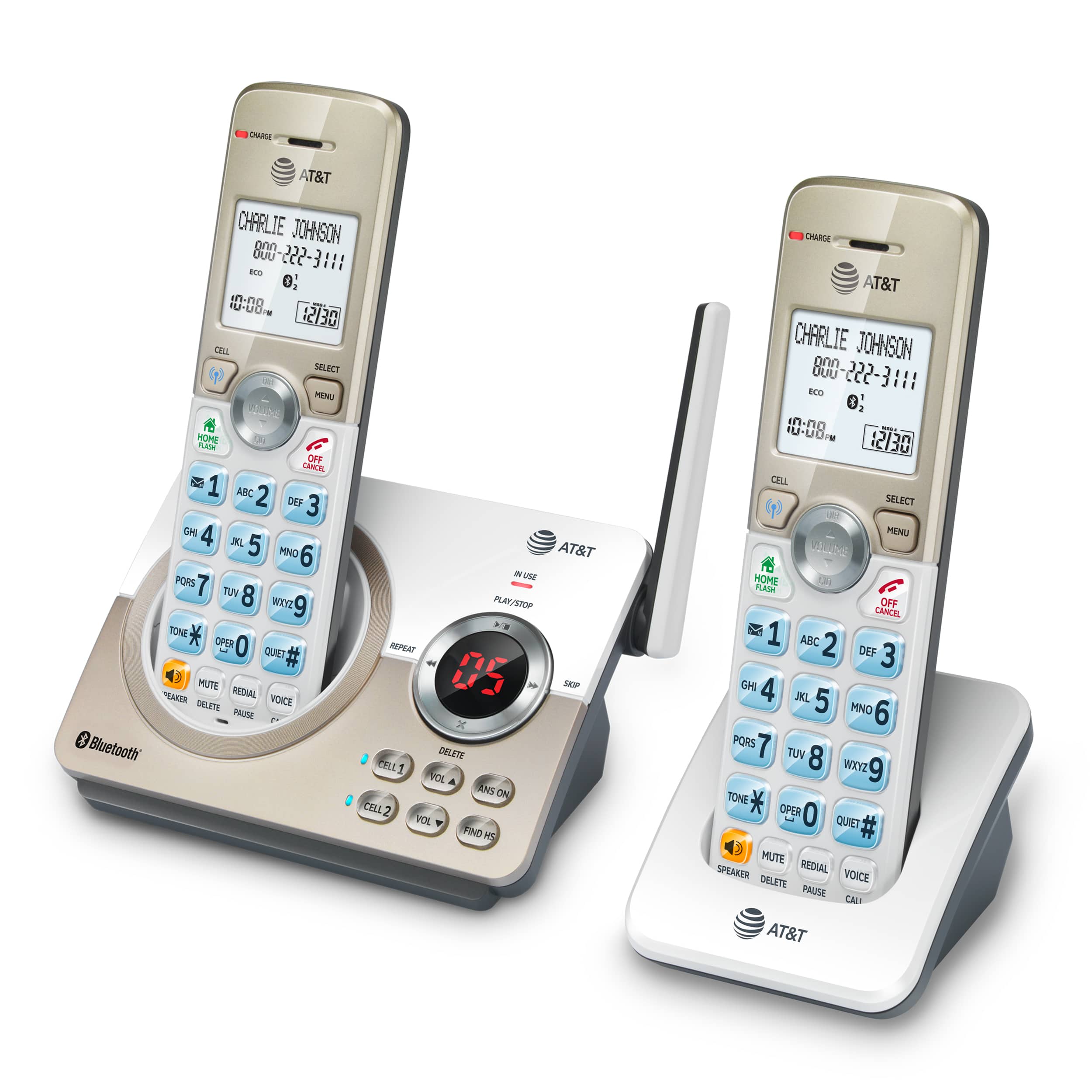 2 handset Connect to Cell™ answering system with dual caller ID/call waiting - view 1