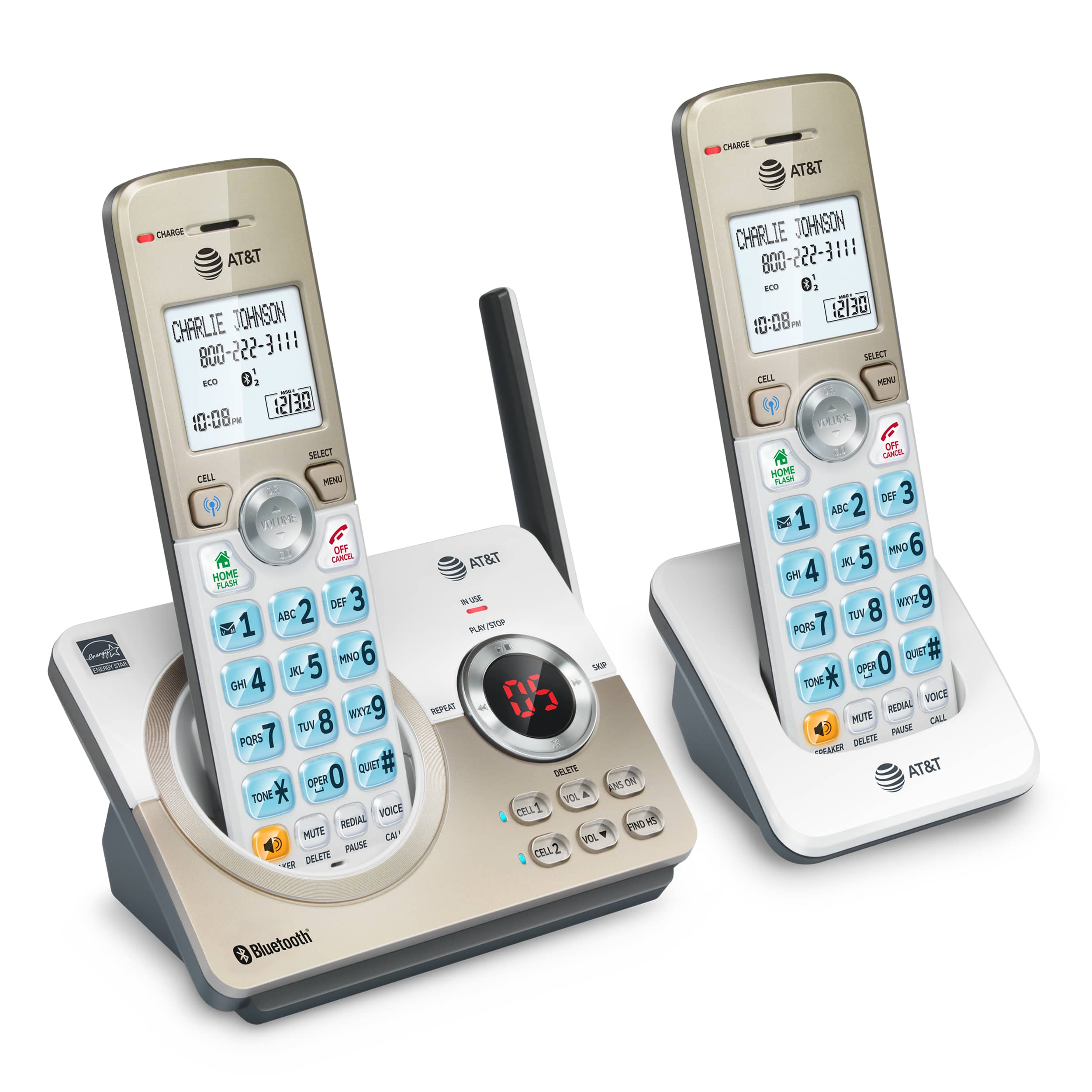 2 handset Connect to Cell™ answering system with dual caller ID/call waiting - view 3