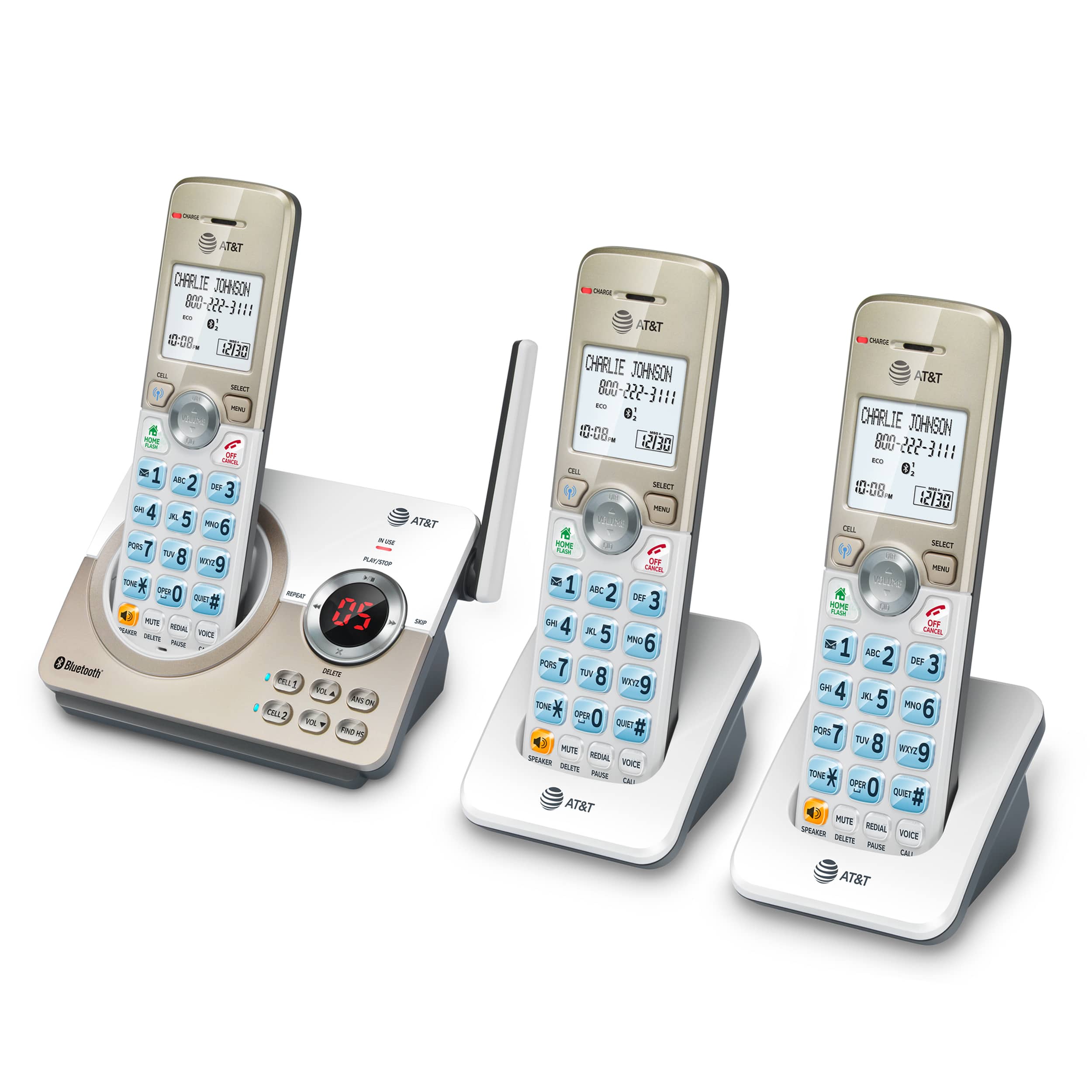 3 handset Connect to Cell™ answering system with dual caller ID/call waiting - view 1