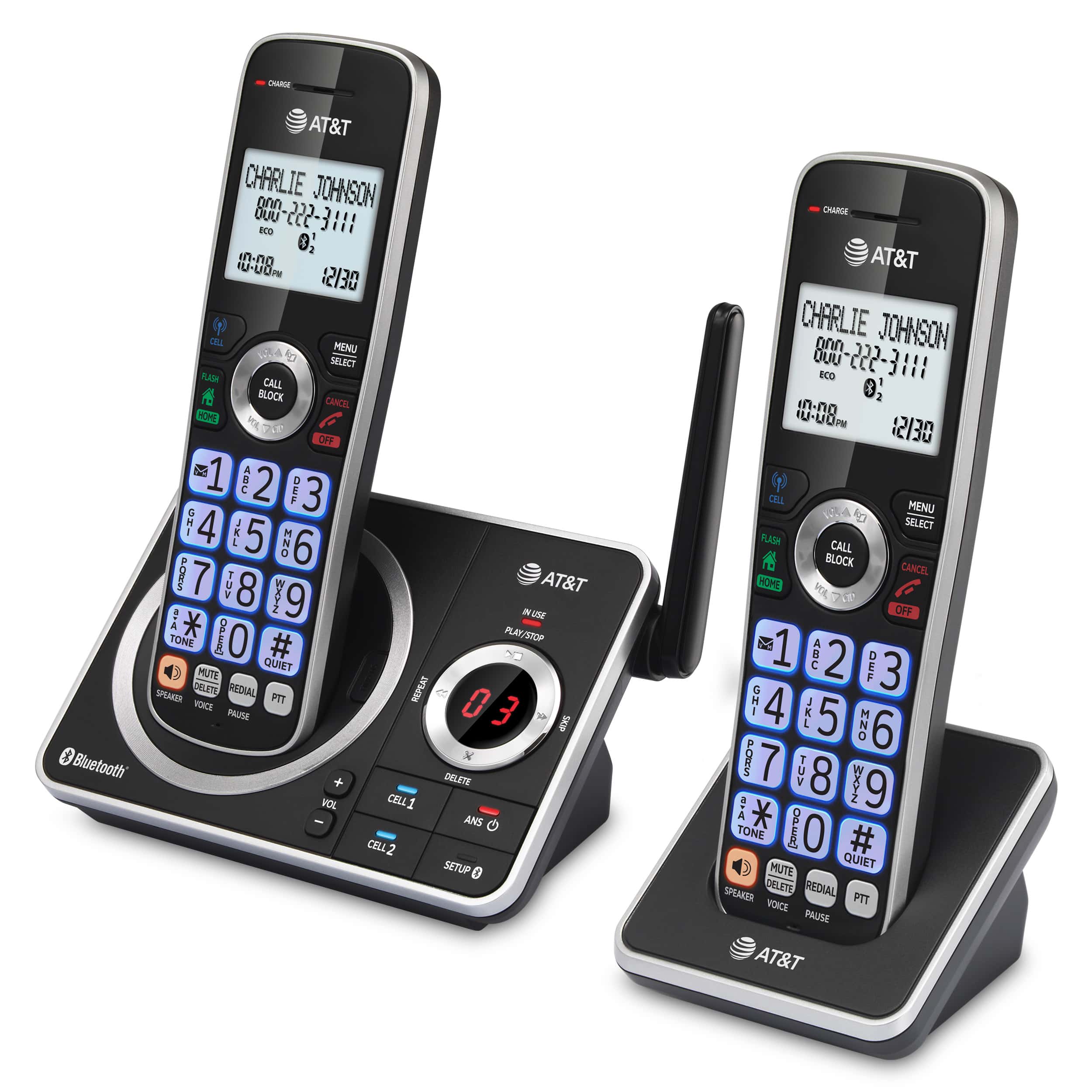 2 Handset Answering System with Connect to Cell™ - view 3