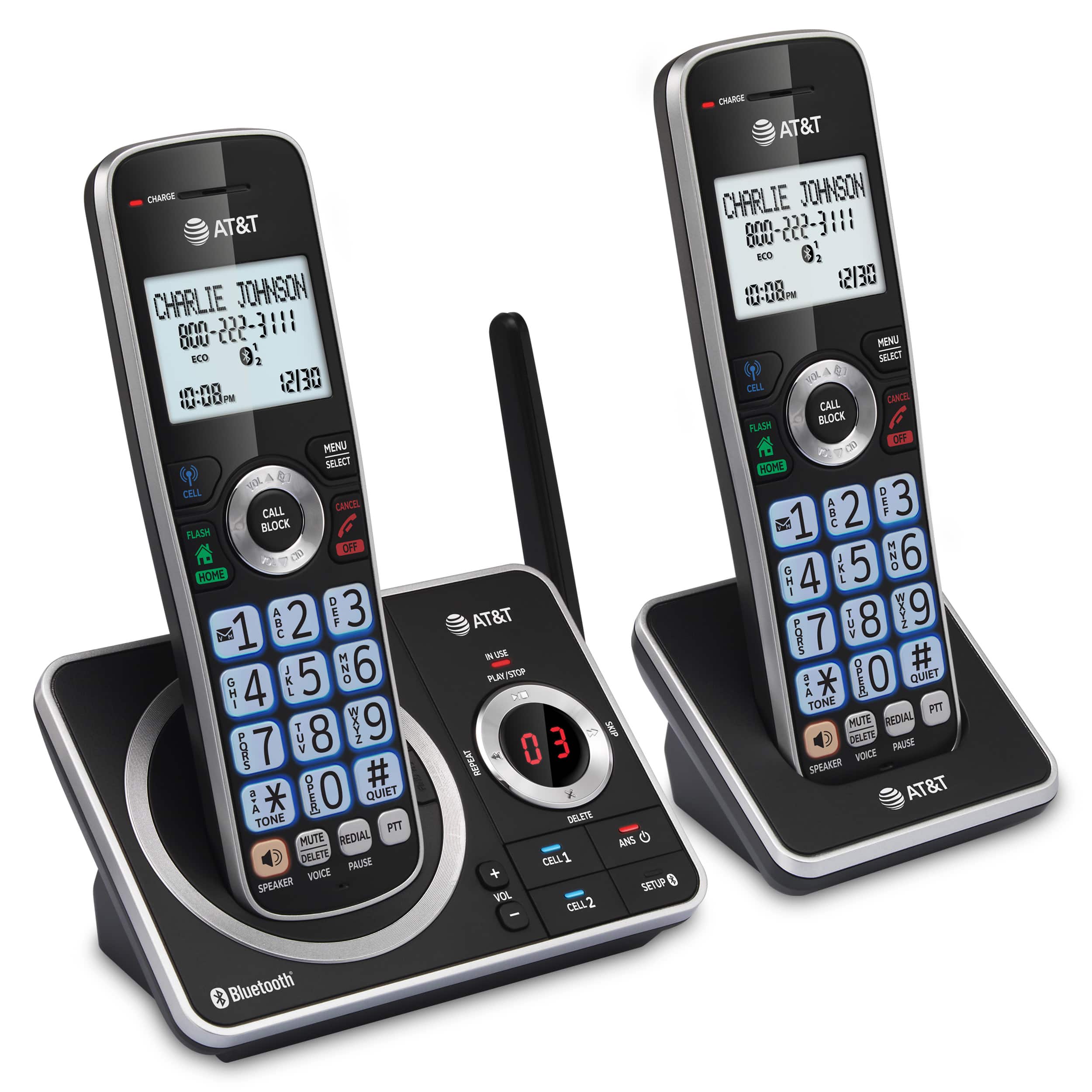 2 Handset Answering System with Connect to Cell™ - view 2