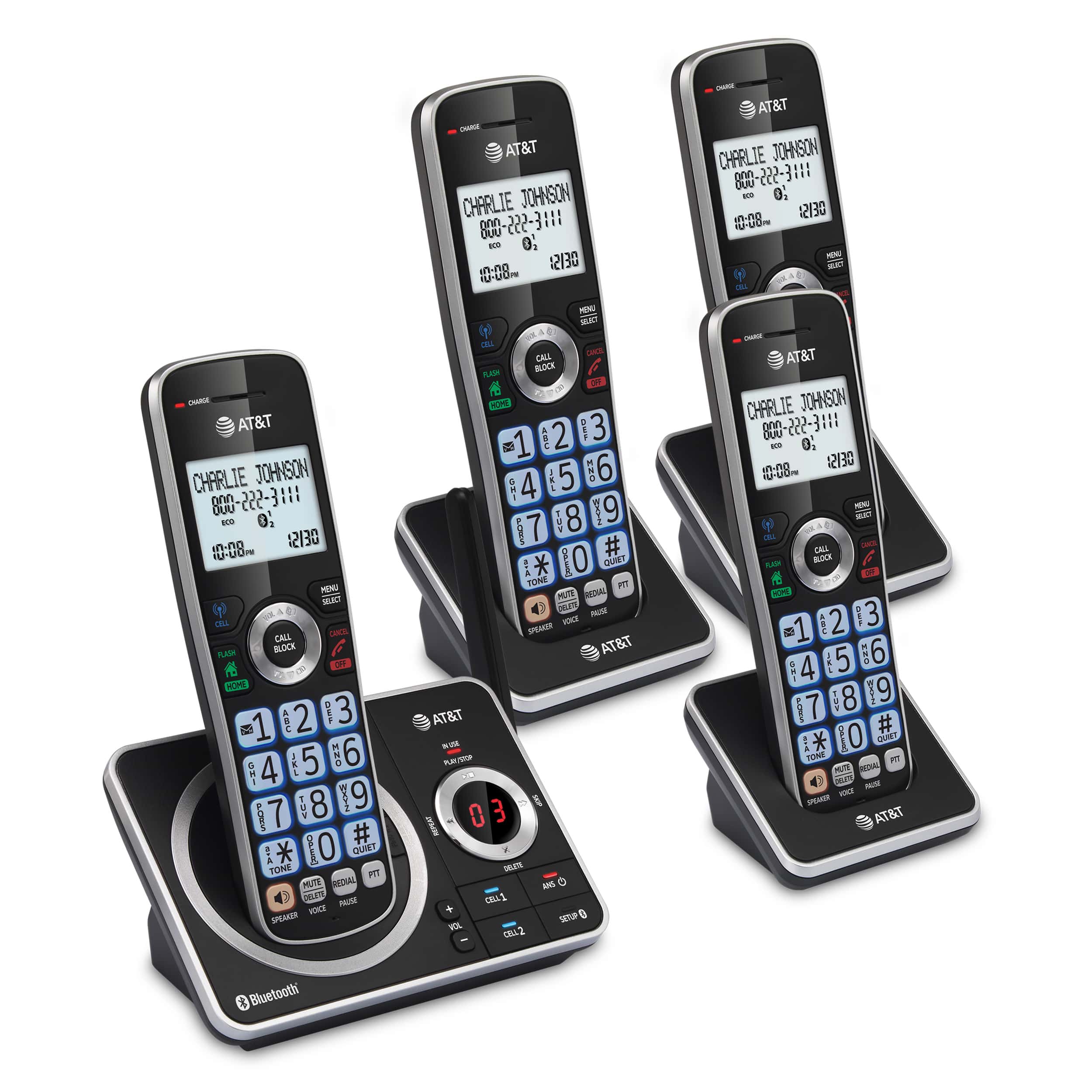 4 Handset Answering System with Connect to Cell™ - view 3