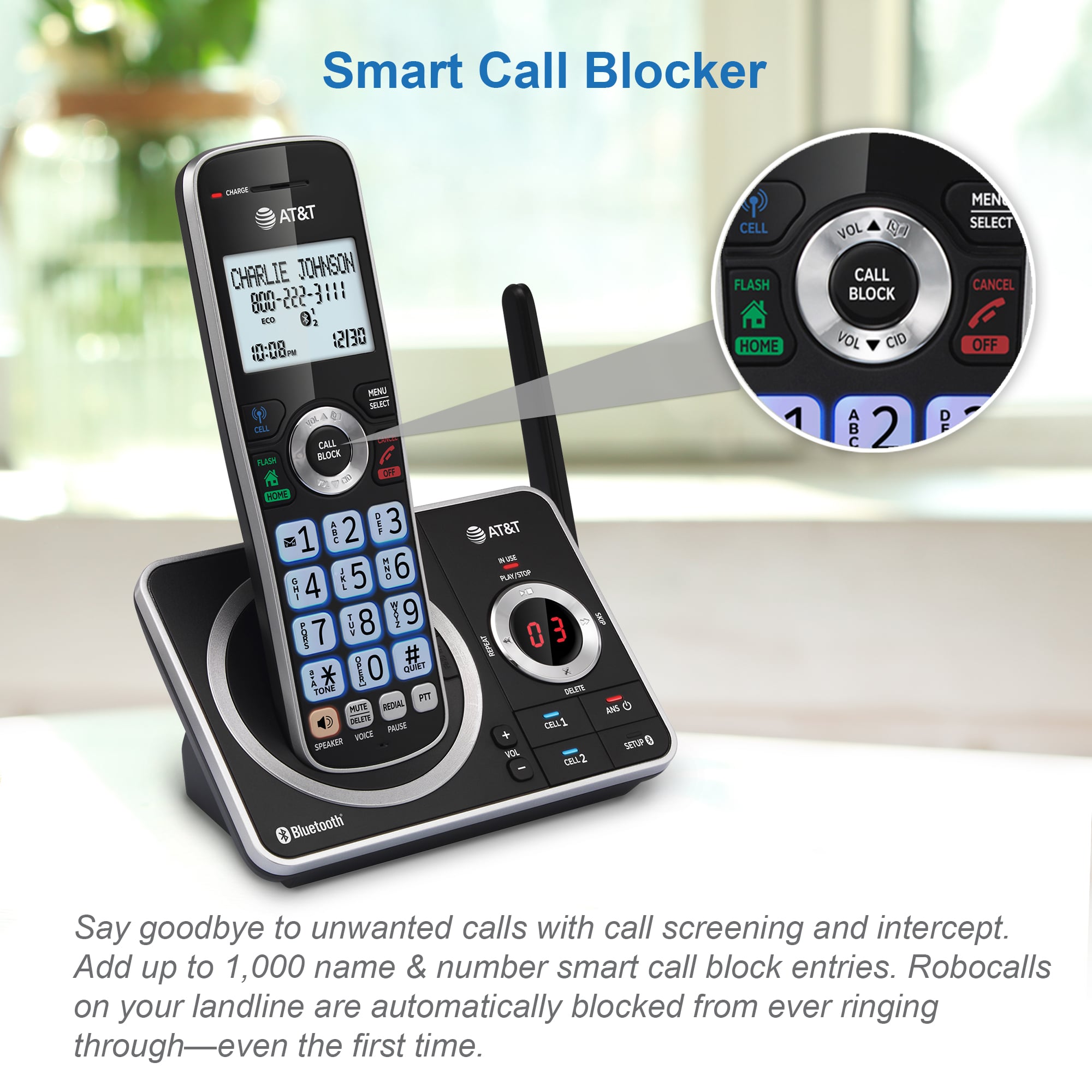 2 Handset Answering System with Connect to Cell™ - view 6
