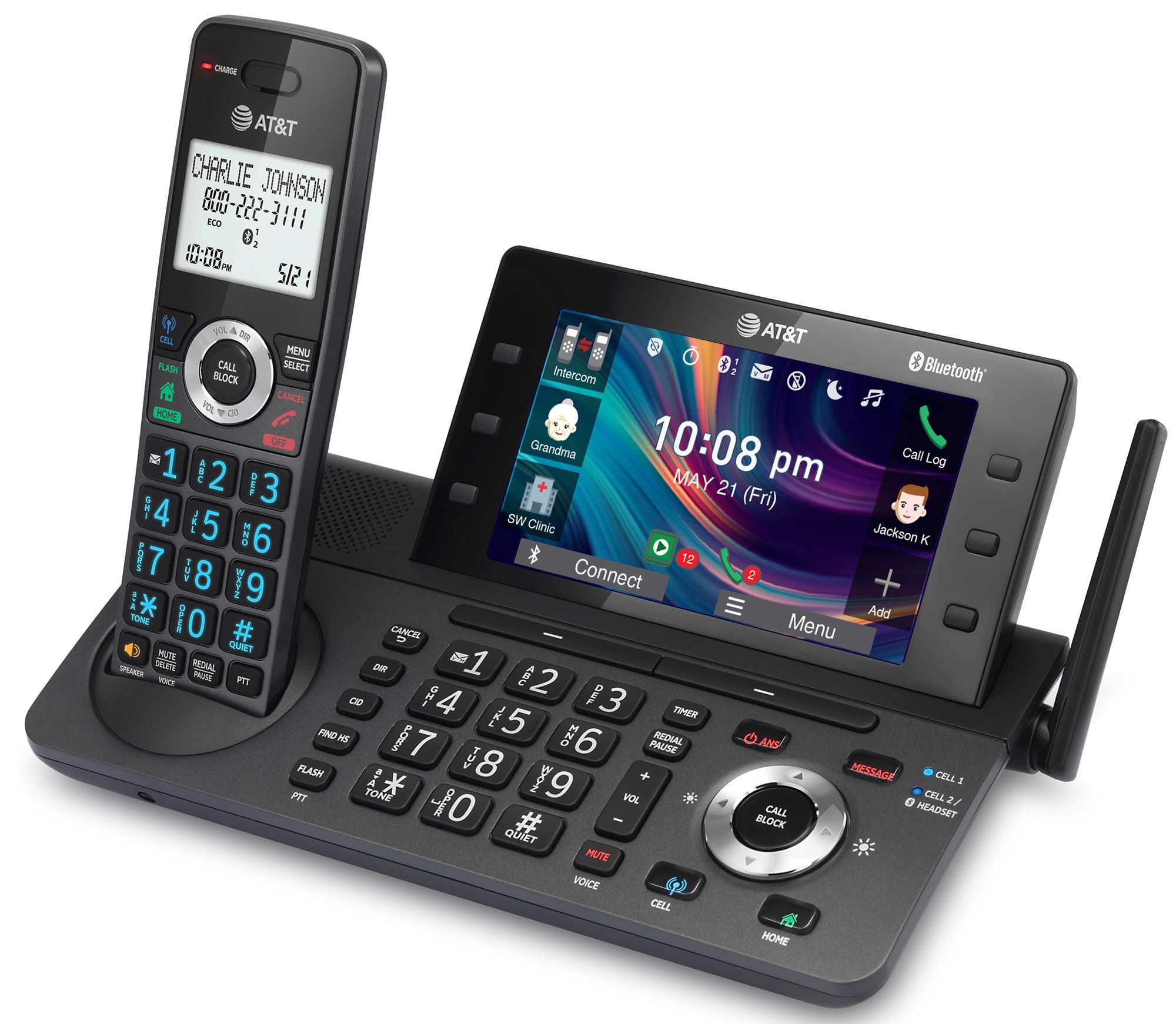 AT&T Expandable Cordless Phone with Unsurpassed Range, Bluetooth Connect to Cell, Smart Call Blocker,  Answering System, and 5