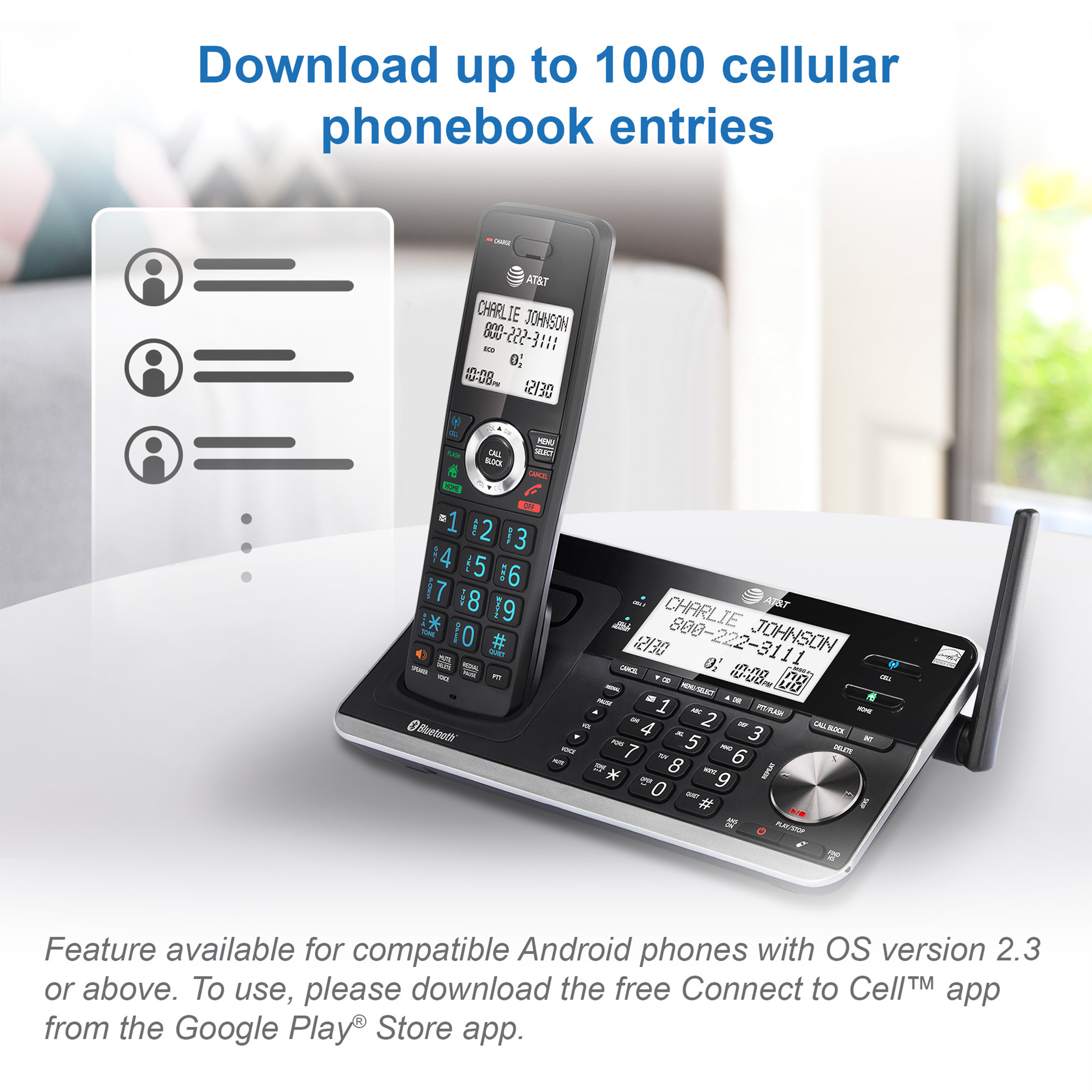 5-Handset Expandable Cordless Phone with Unsurpassed Range, Bluetooth Connect to Cell™, Smart Call Blocker and Answering System, DLP73510 - view 6