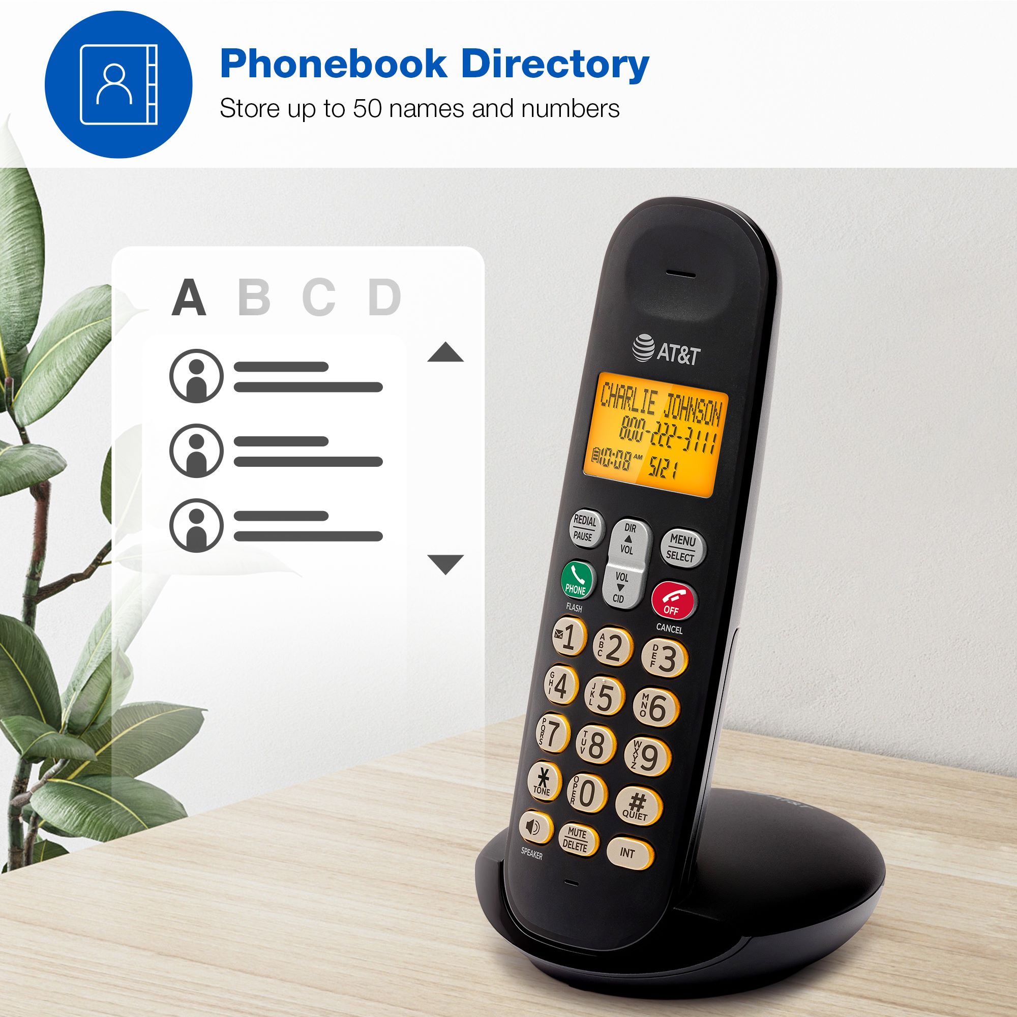 AT&T 2-Handset DECT 6.0 Cordless Home Phone with LCD Display, Lighted Keypad, Caller ID/Call Waiting, Full-Duplex Handset Speakerphone, ECO Mode, Voicemail Indication, Quiet Mode, Intercom - view 8