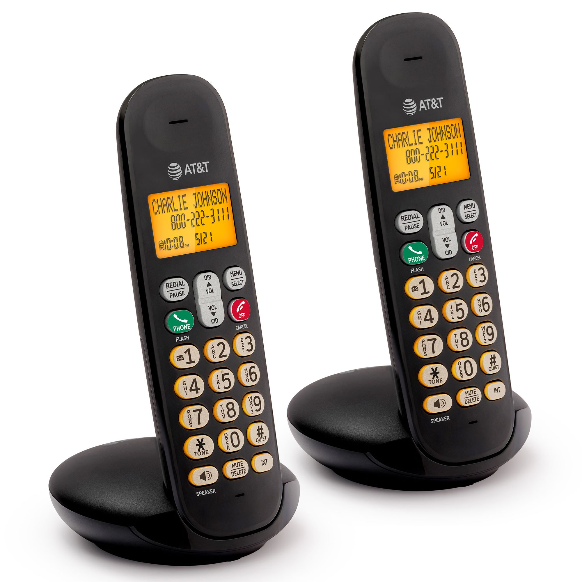 AT&T 2-Handset DECT 6.0 Cordless Home Phone with LCD Display, Lighted Keypad, Caller ID/Call Waiting, Full-Duplex Handset Speakerphone, ECO Mode, Voicemail Indication, Quiet Mode, Intercom - view 12