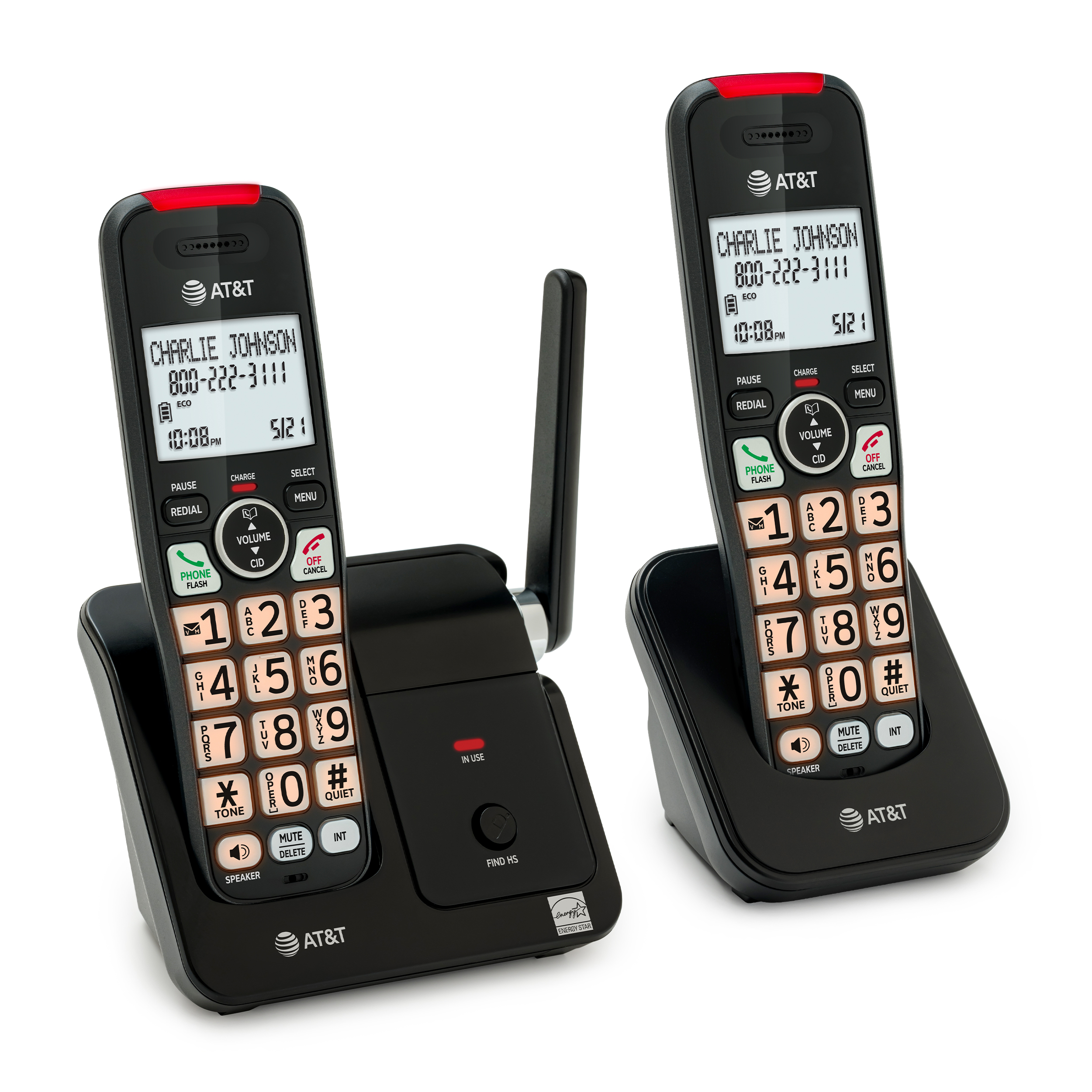 2-Handset Corded Speakerphone with Call Blocker, and Display, Caller ID/Call Waiting, Simulated Full-duplex Handset Speakerphone, 2-inch White Backlit Display - view 3