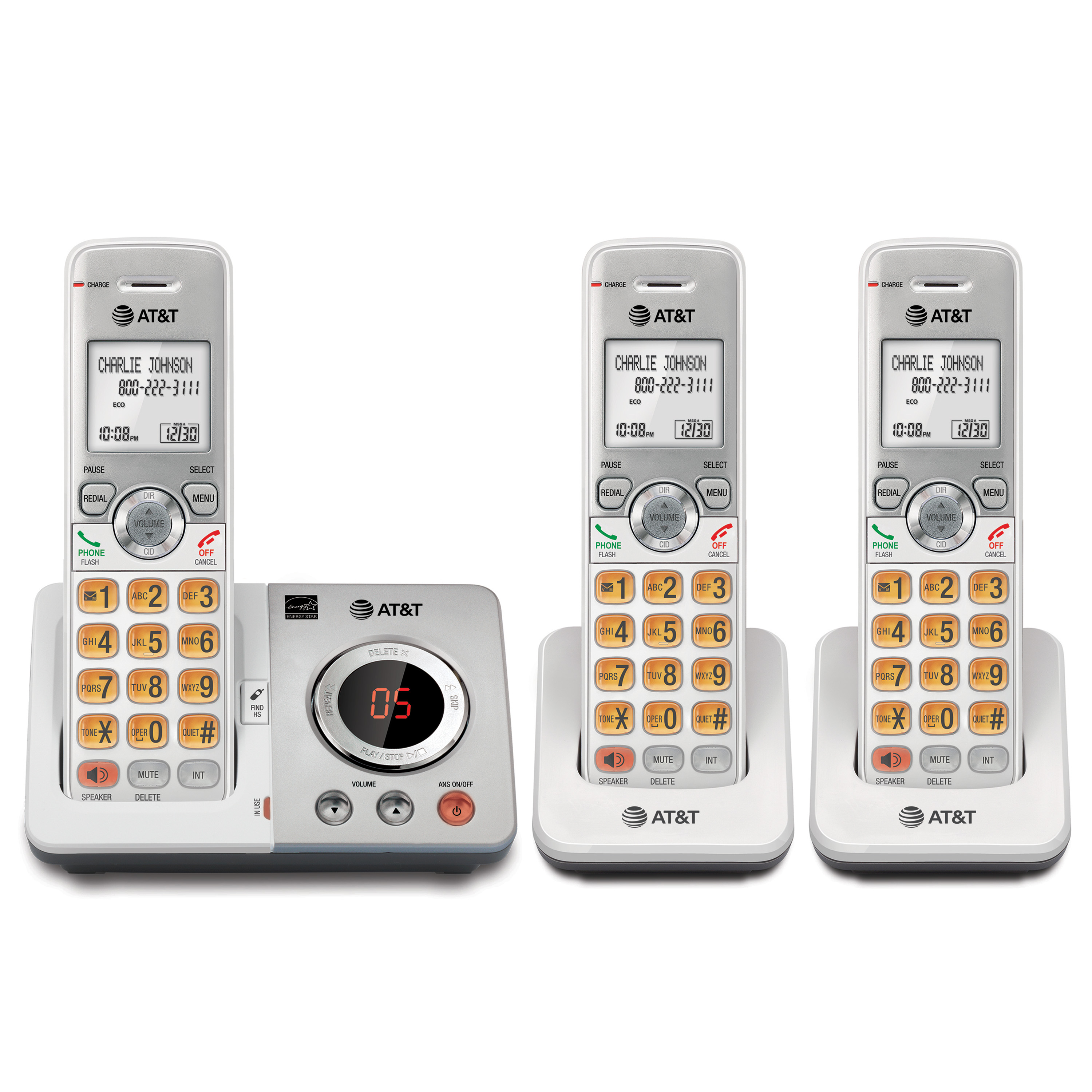 3 handset cordless answering system with caller ID/call waiting - view 1