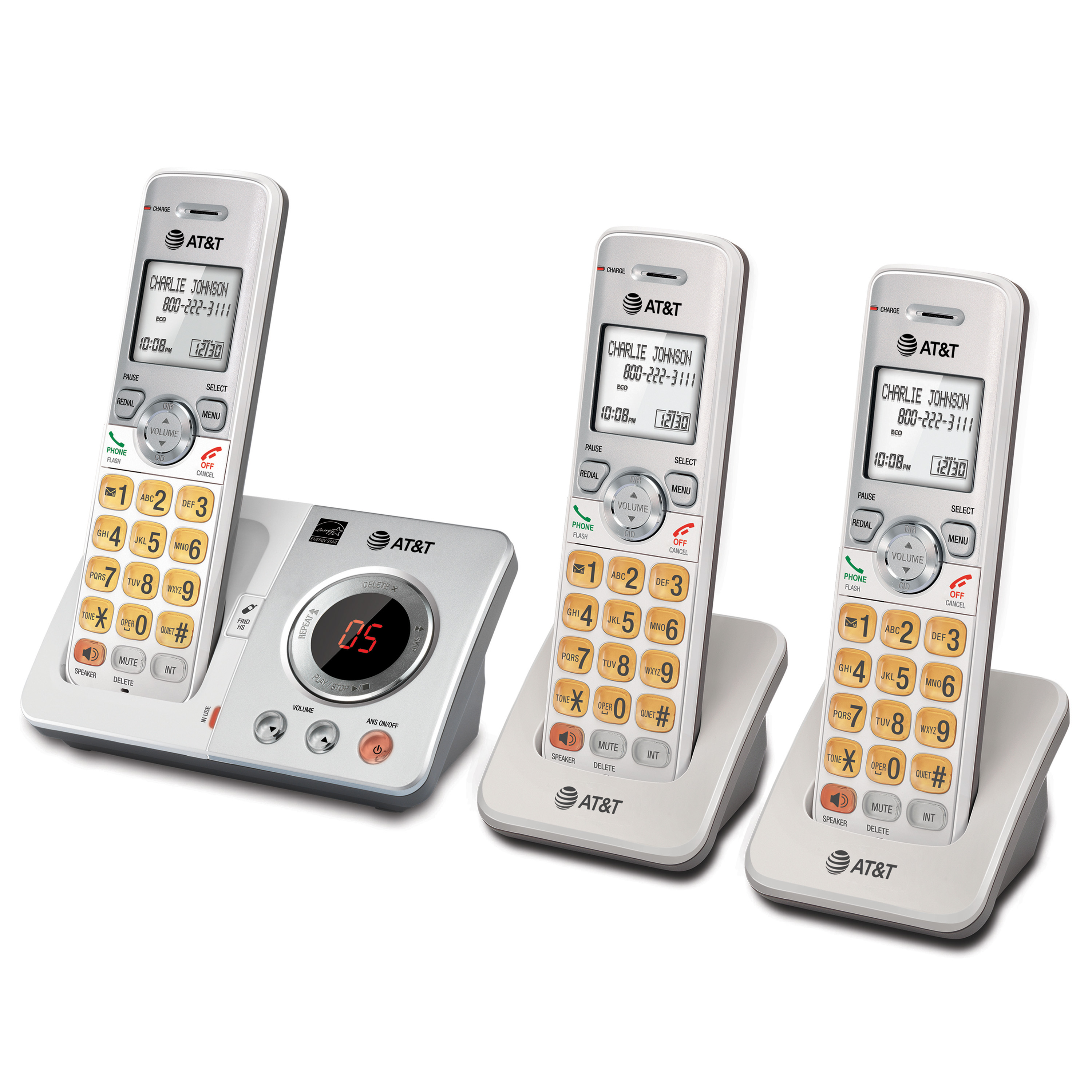 3 handset cordless answering system with caller ID/call waiting - view 2