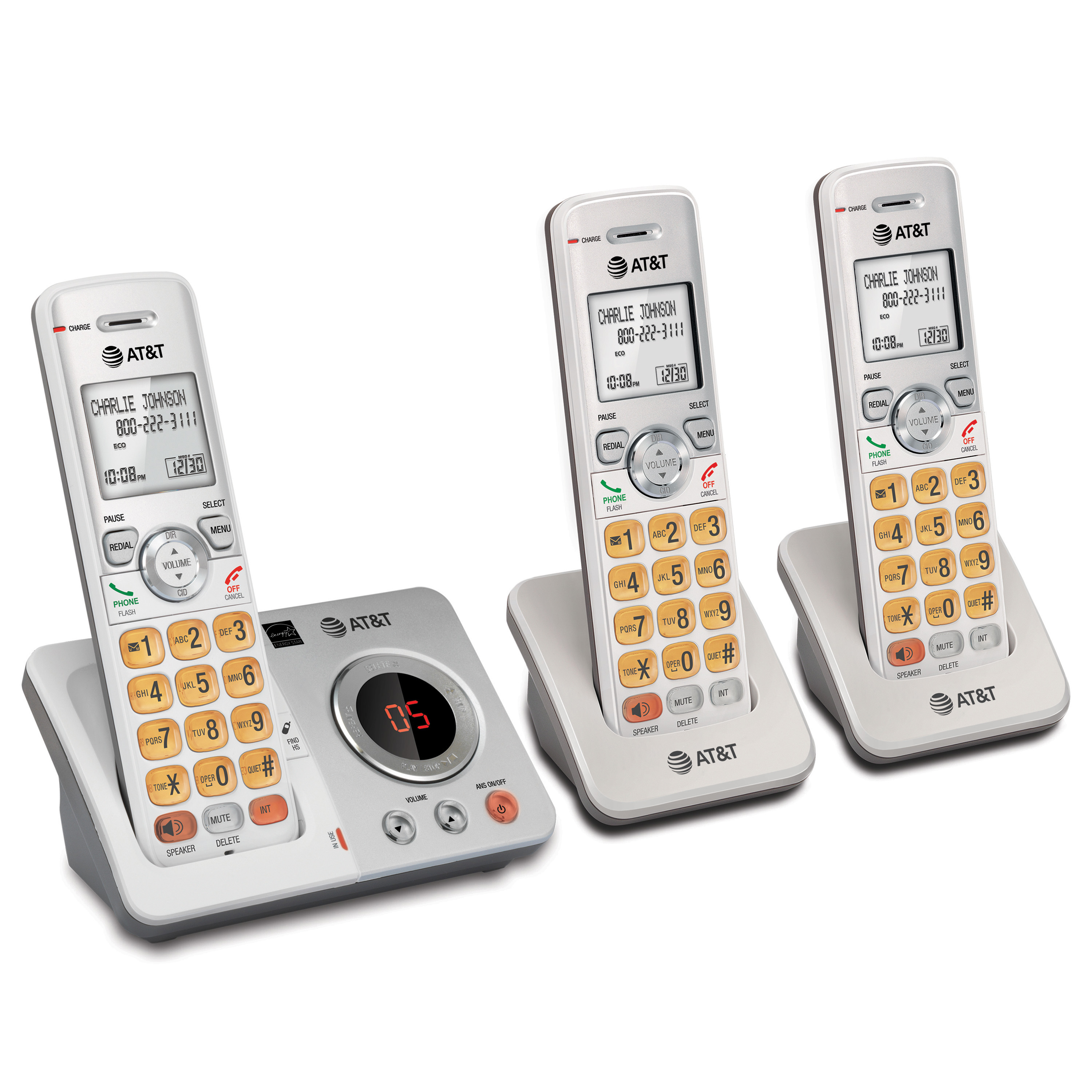 3 handset cordless answering system with caller ID/call waiting - view 3