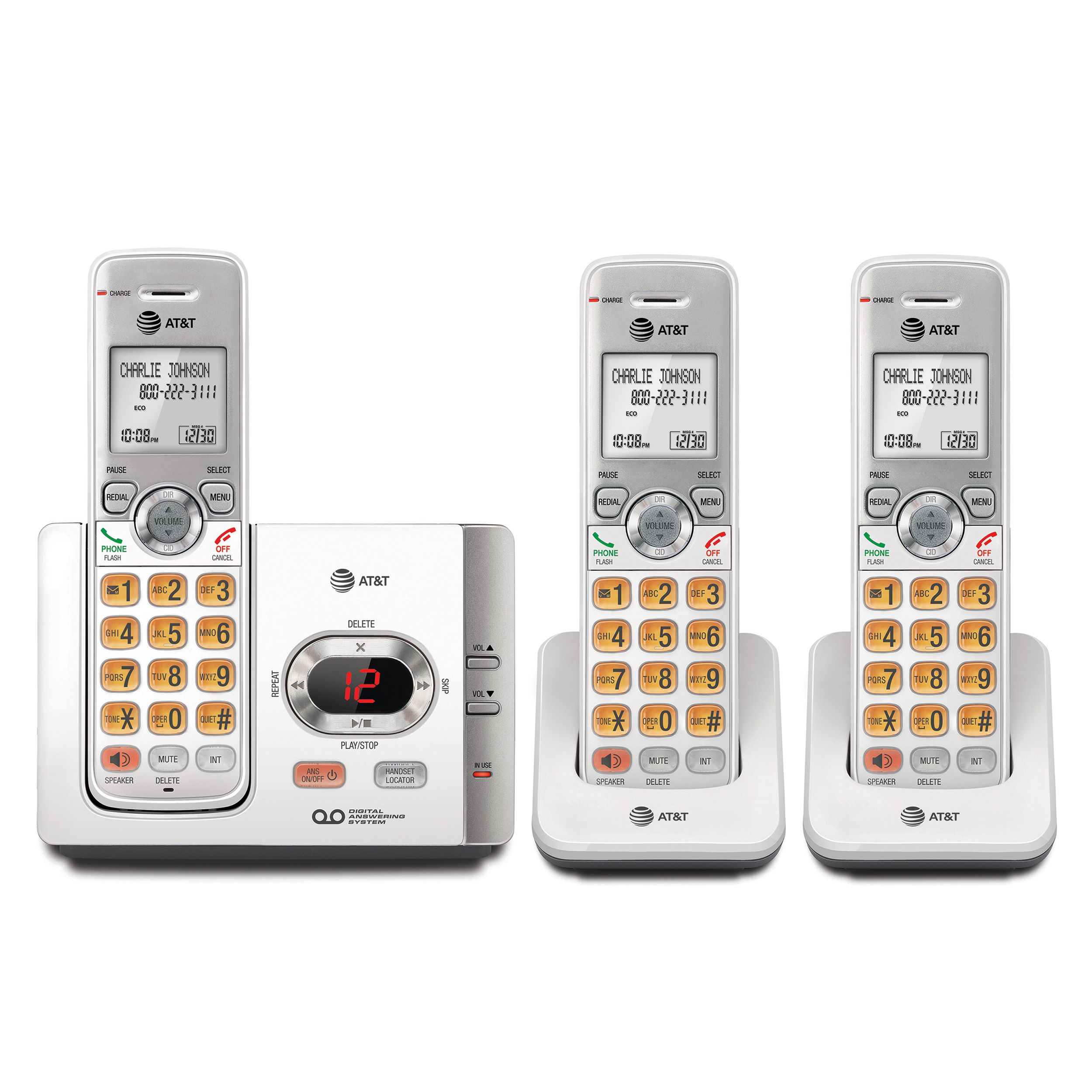 3 handset cordless answering system with caller ID/call waiting - view 1