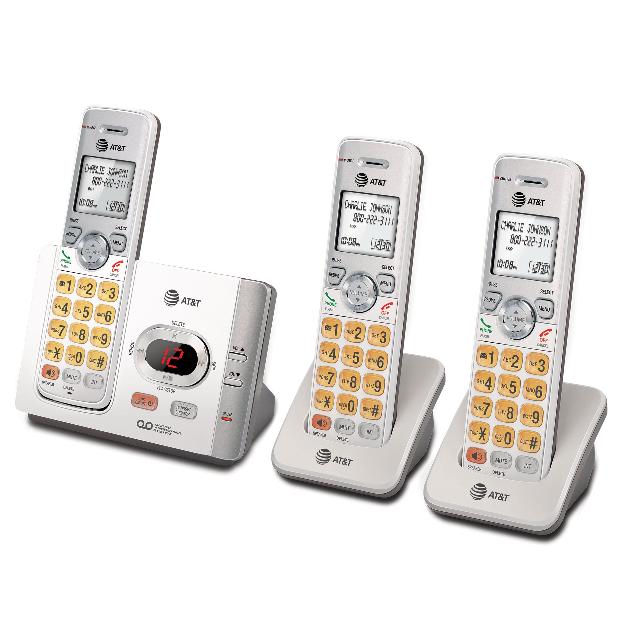 3 handset cordless answering system with caller ID/call waiting - view 2