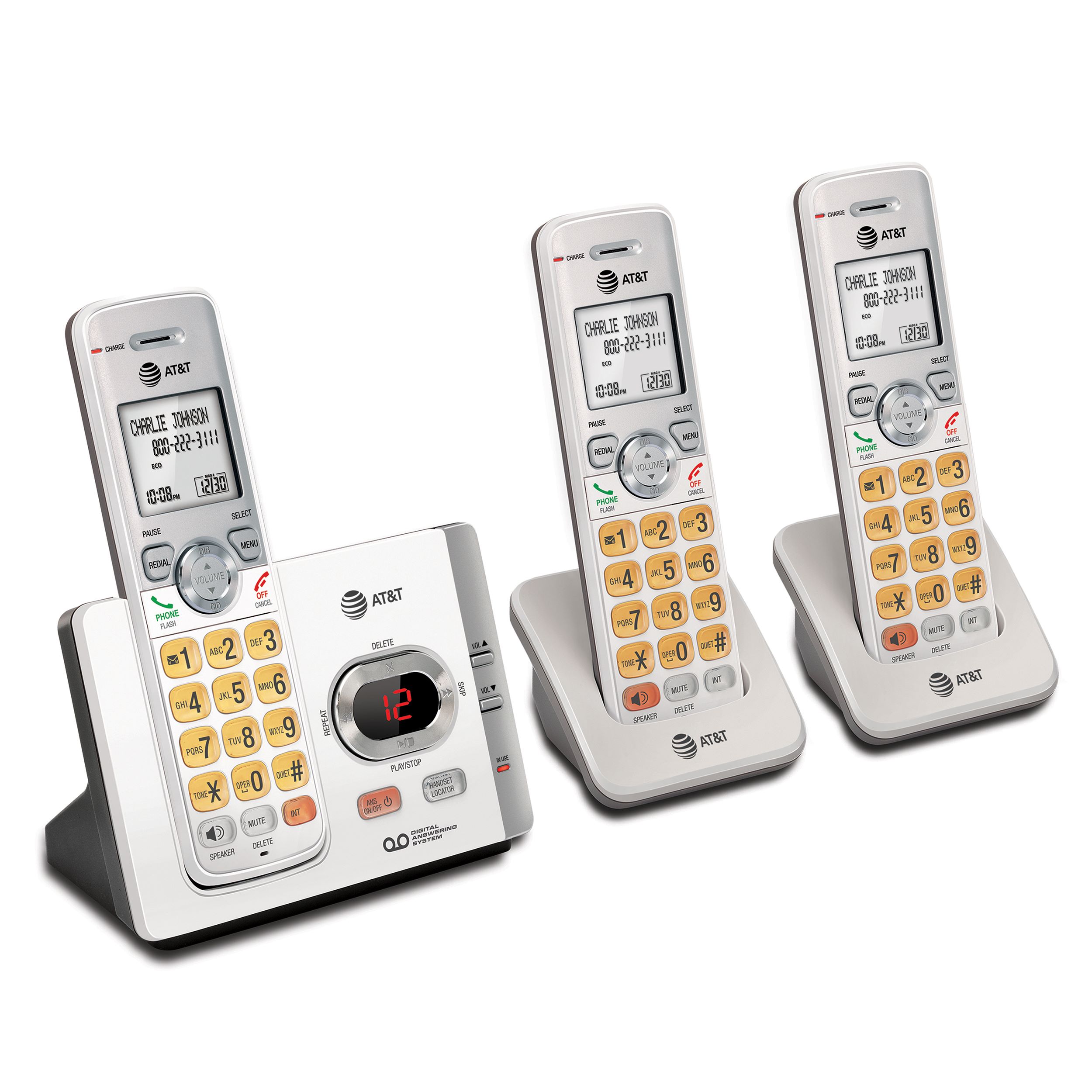 3 handset cordless answering system with caller ID/call waiting - view 3