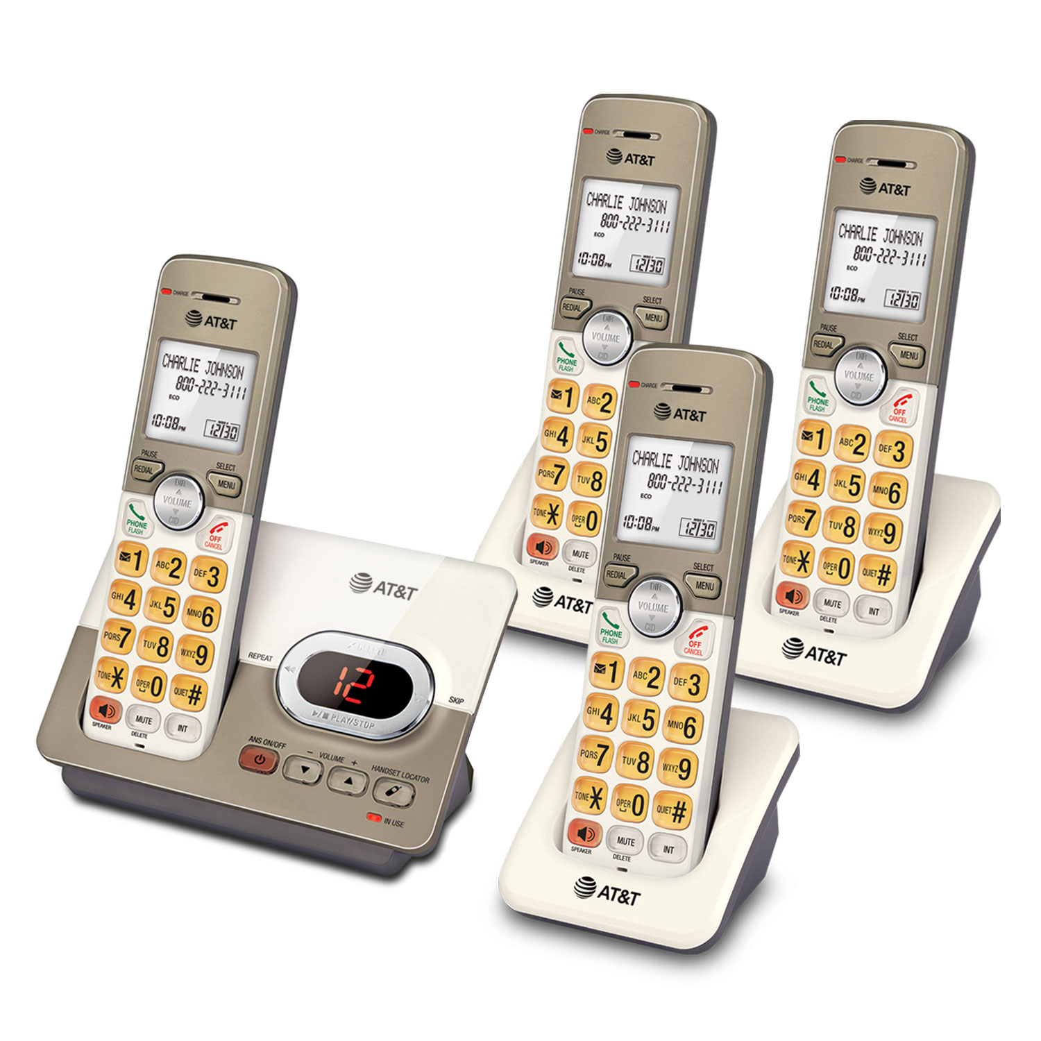 4 handset cordless answering system with caller ID/call waiting - view 2