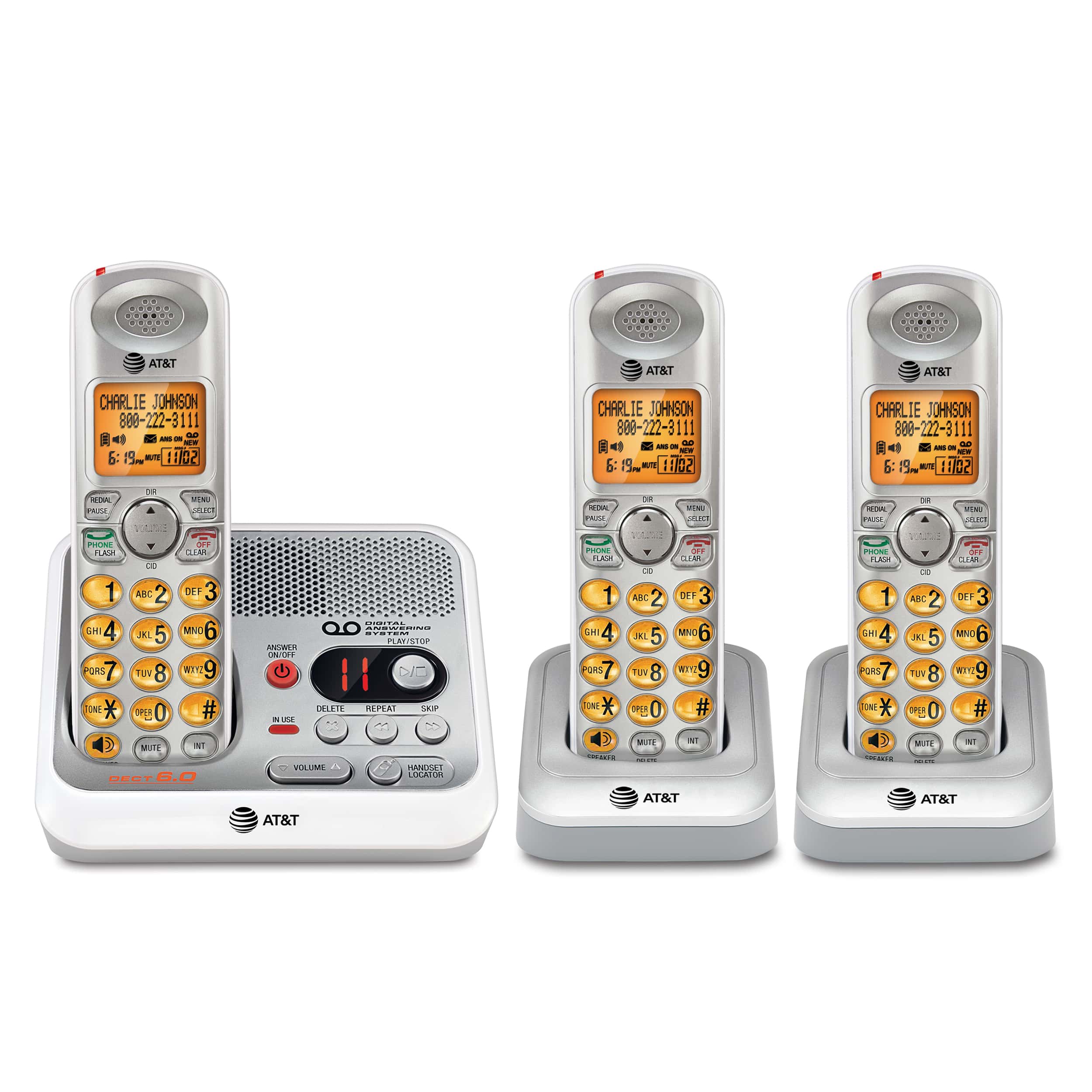 3 handset cordless answering system with caller ID/call waiting - view 1
