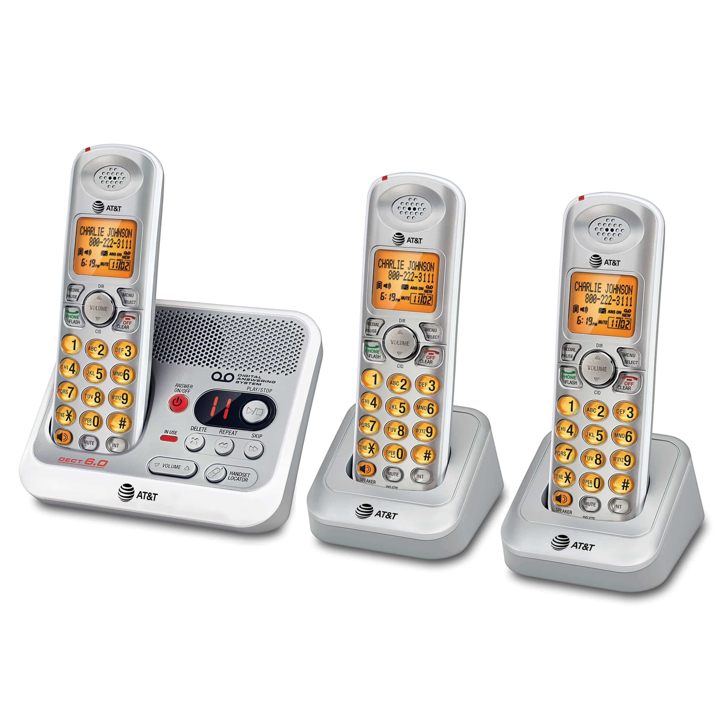 3 handset cordless answering system with caller ID/call waiting - view 2