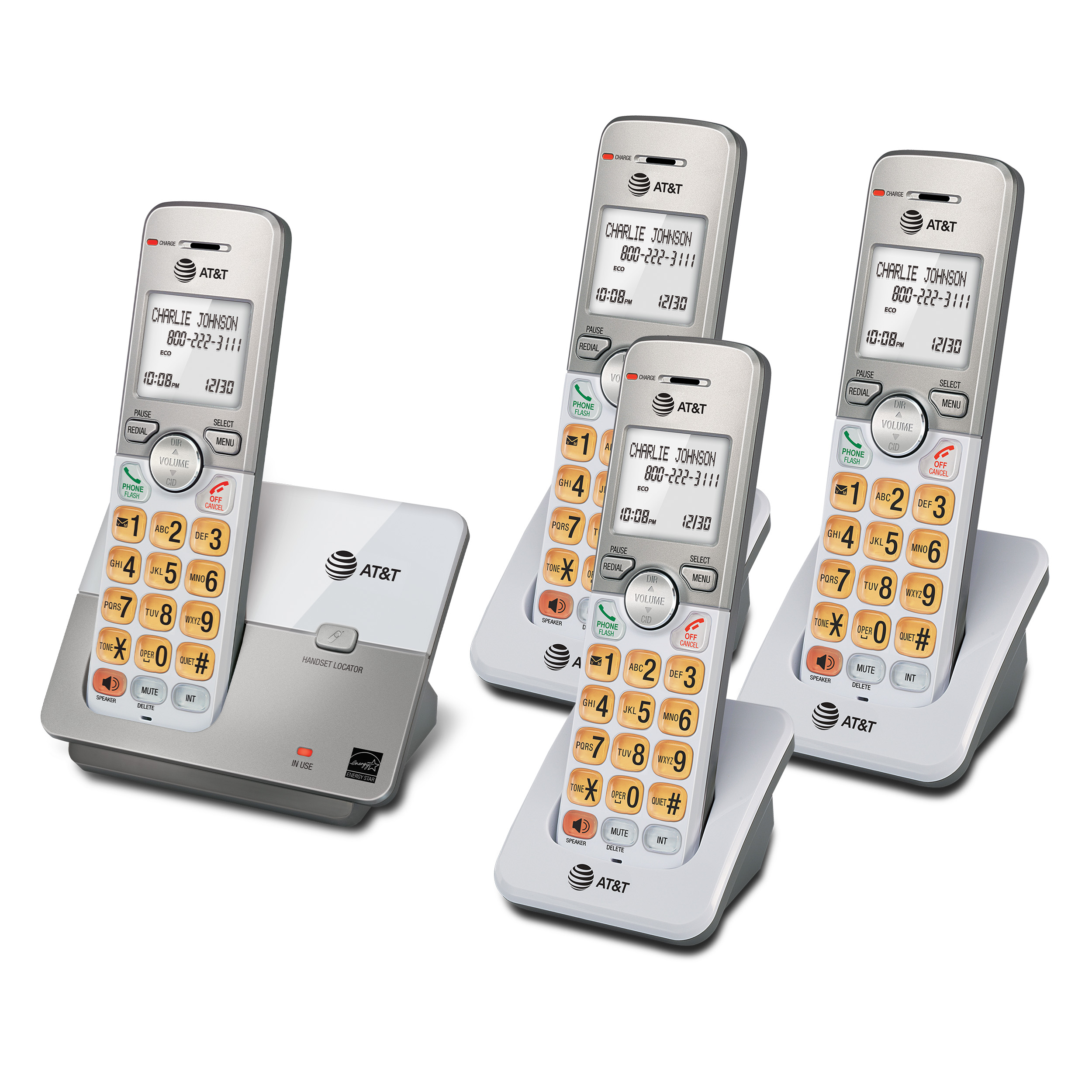 4 handset cordless phone system with caller ID/call waiting - view 9