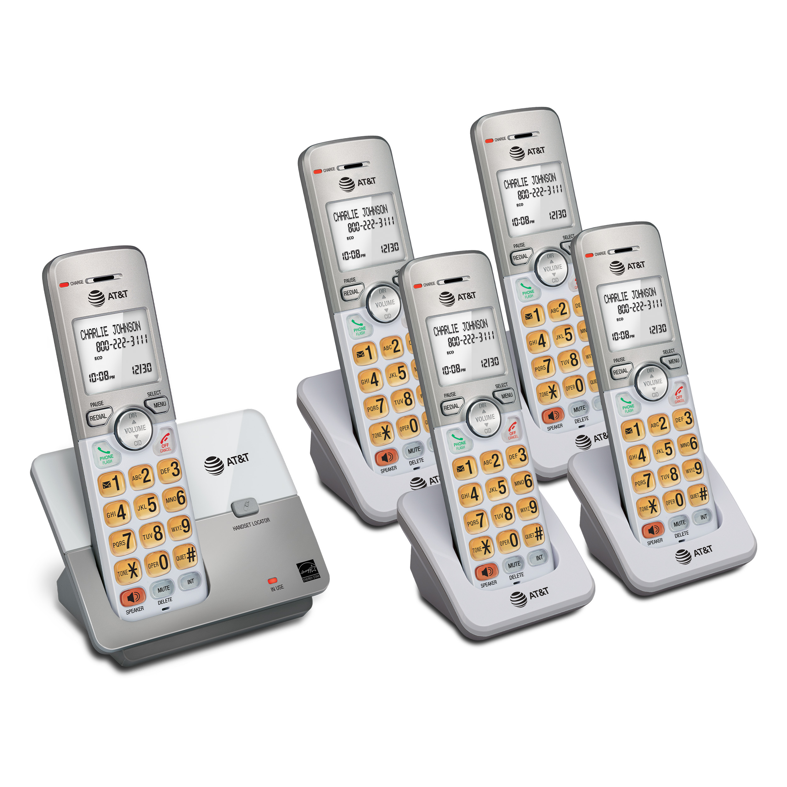 5 handset cordless phone system with caller ID/call waiting - view 10