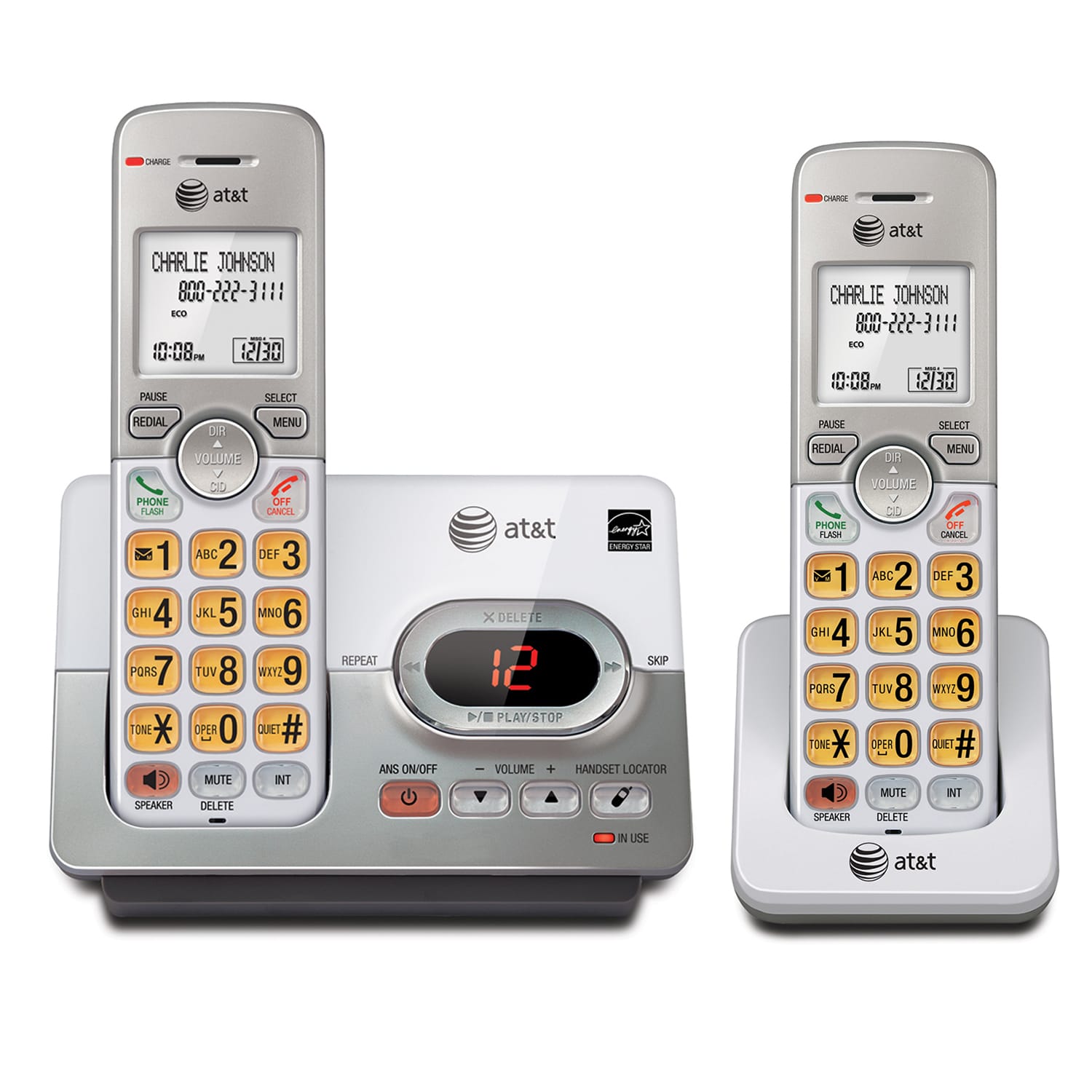 2 handset cordless answering system with caller ID/call waiting - view 1