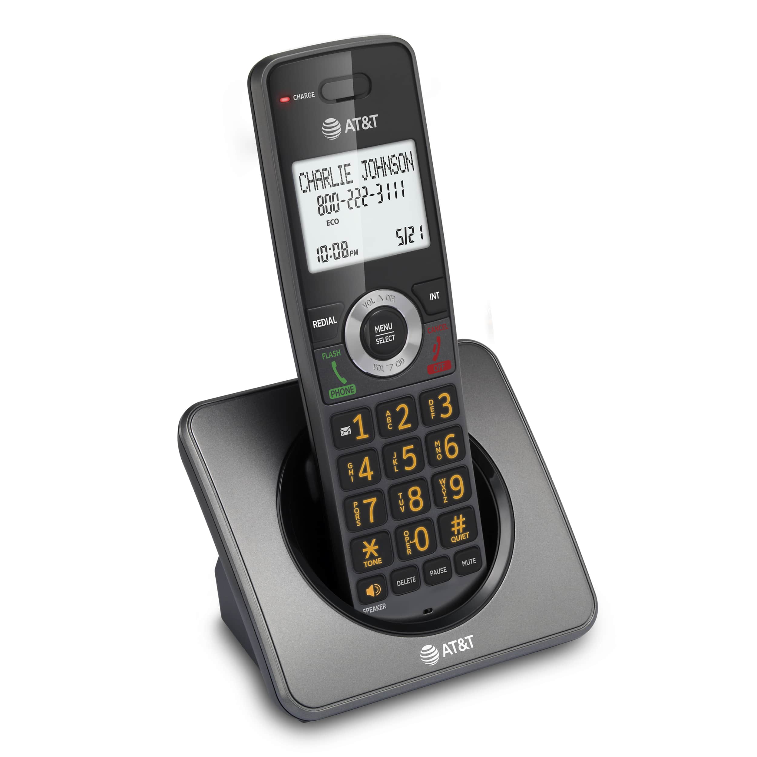 Cordless Home Phone with Call Block (Graphite & Black) - view 2