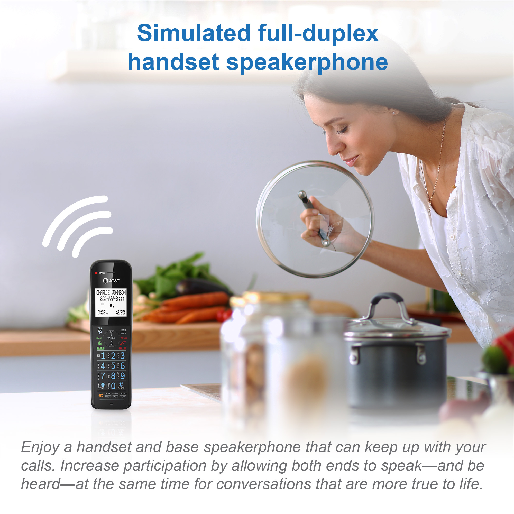 3-Handset Expandable Antibacterial Plastic Cordless Phone with Bluetooth Connect to Cell, Smart Call Blocker and Answering System - view 6