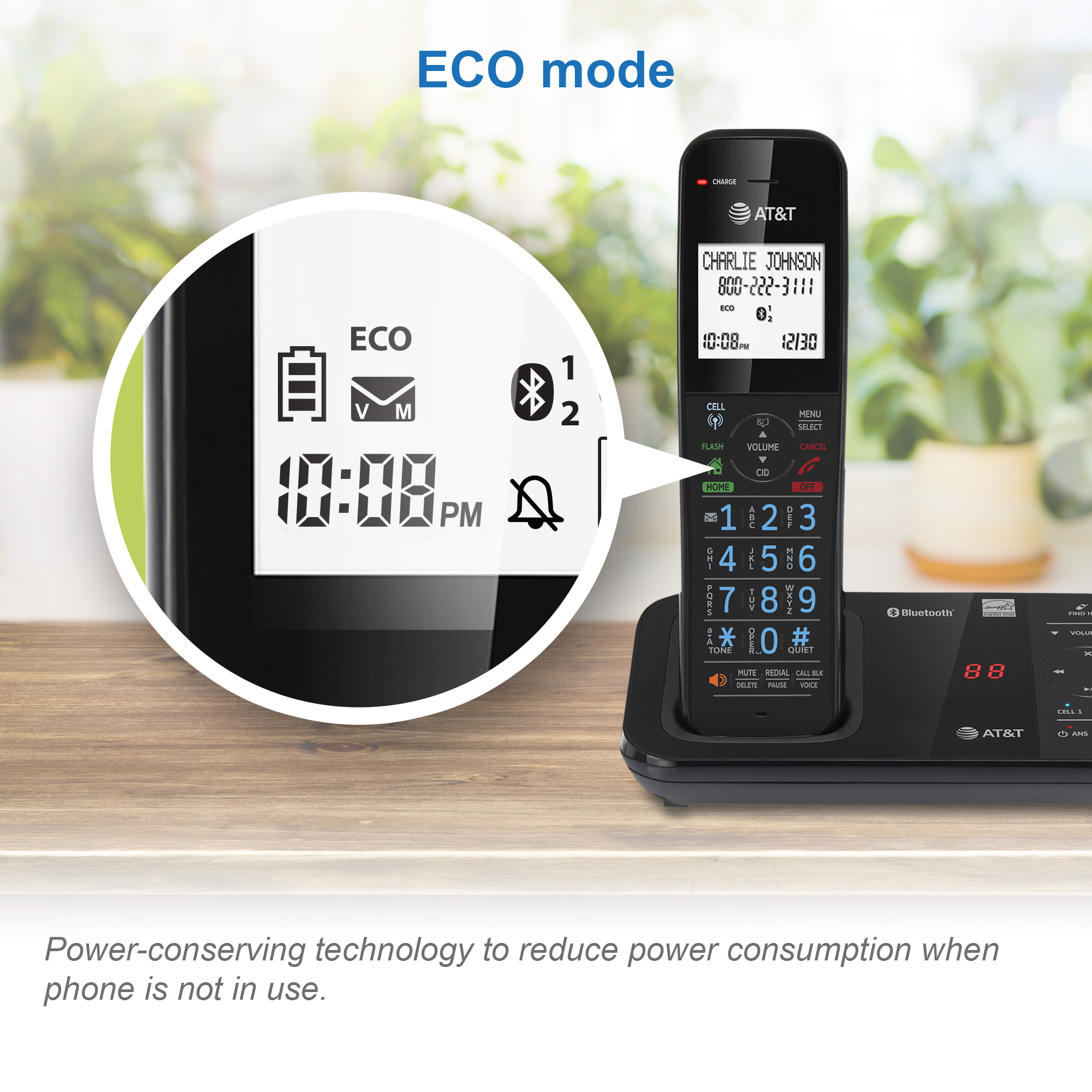 3-Handset Expandable Antibacterial Plastic Cordless Phone with Bluetooth Connect to Cell, Smart Call Blocker and Answering System - view 8