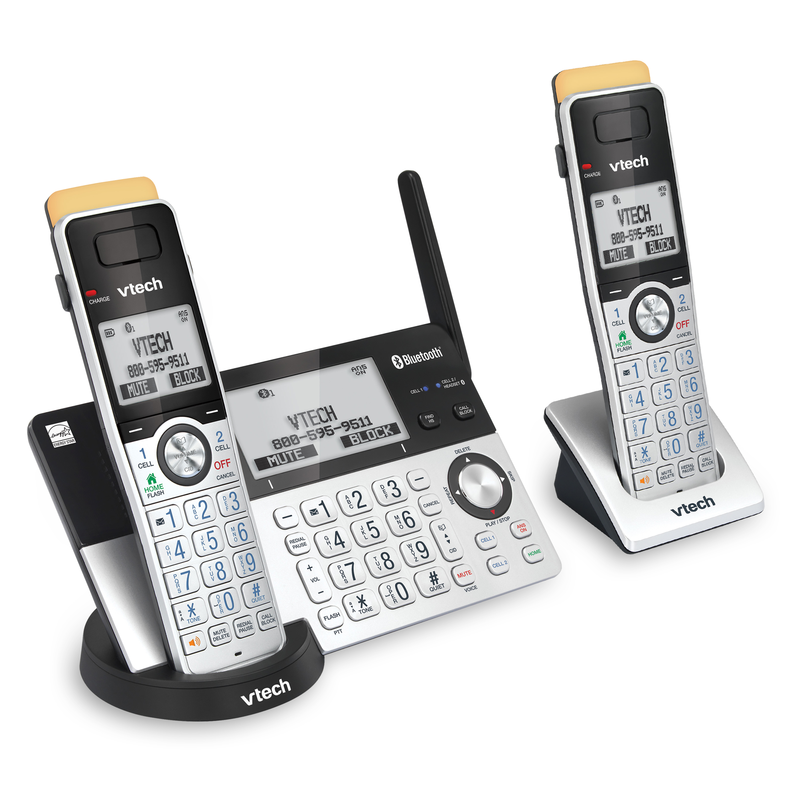 2-Handset Expandable Cordless Phone with Super Long Range, Bluetooth Connect to Cell, Smart Call Blocker and Answering System, IS8151-2 - view 3