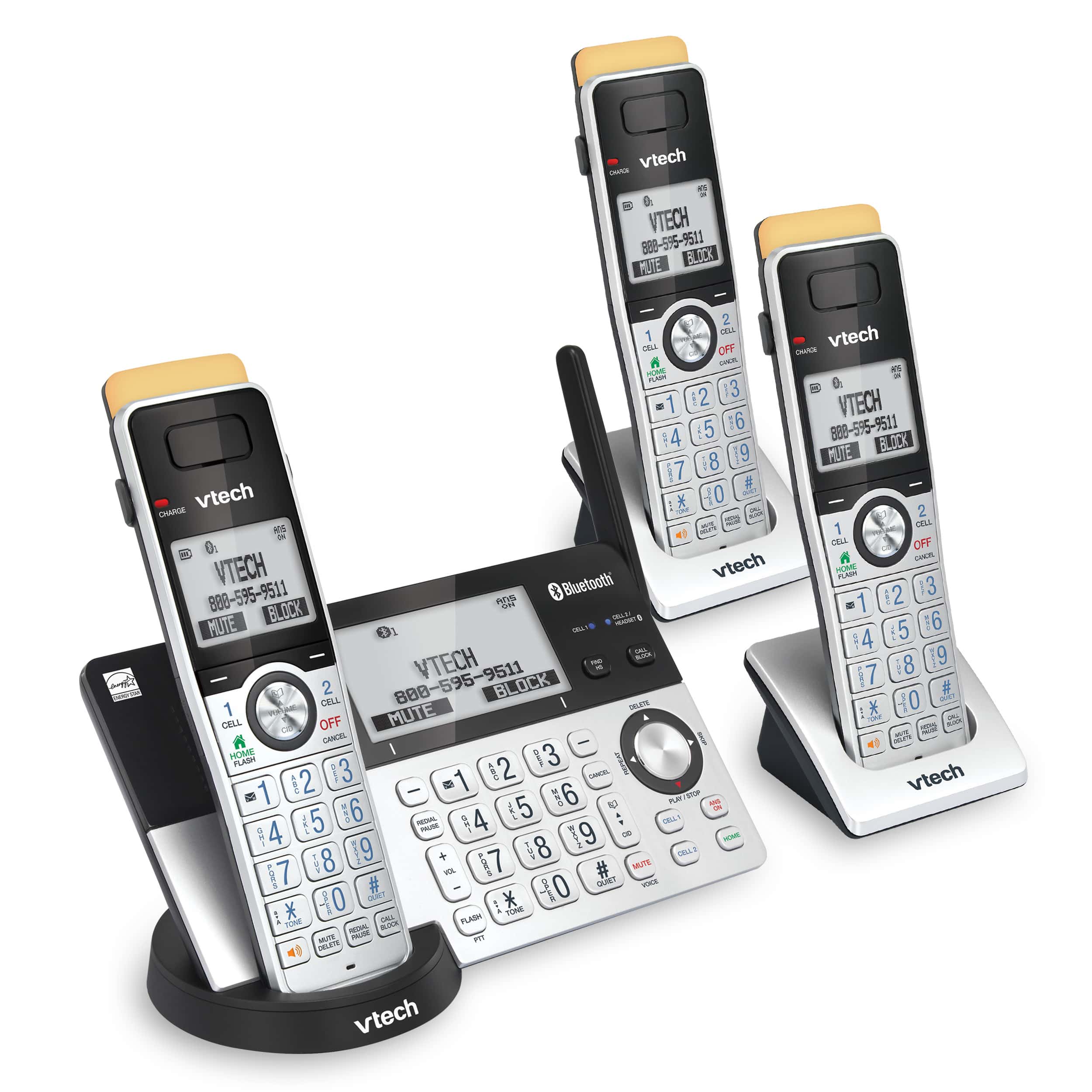 3-Handset Expandable Cordless Phone with Super Long Range, Bluetooth Connect to Cell, Smart Call Blocker and Answering System, IS8151-3 - view 3