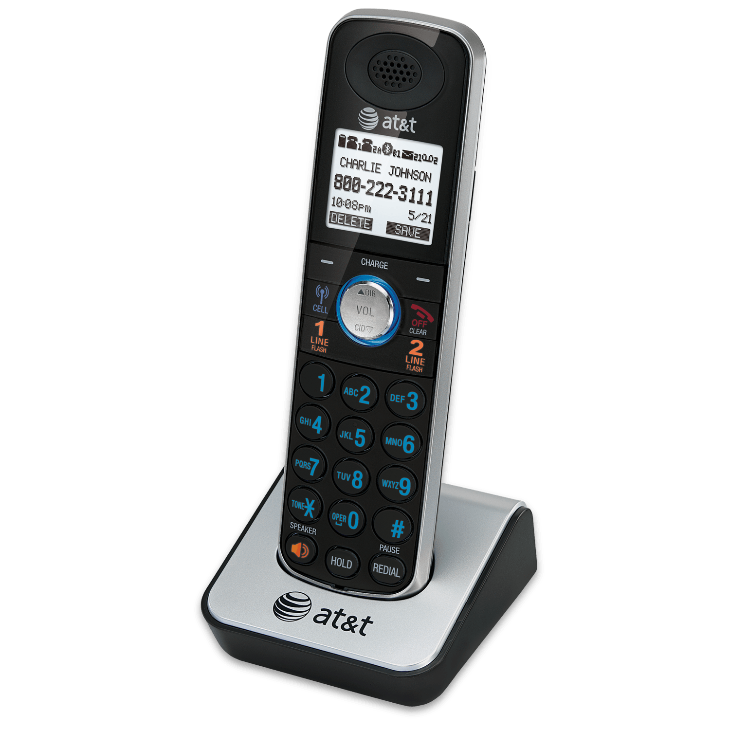 Answering System and Base Speakerphone Silver/Black 1 Corded Handset and 1 Cordless Handset AT&T TL86109 DECT 6.0 2-Line Expandable Corded/Cordless Phone with Bluetooth Connect to Cell 