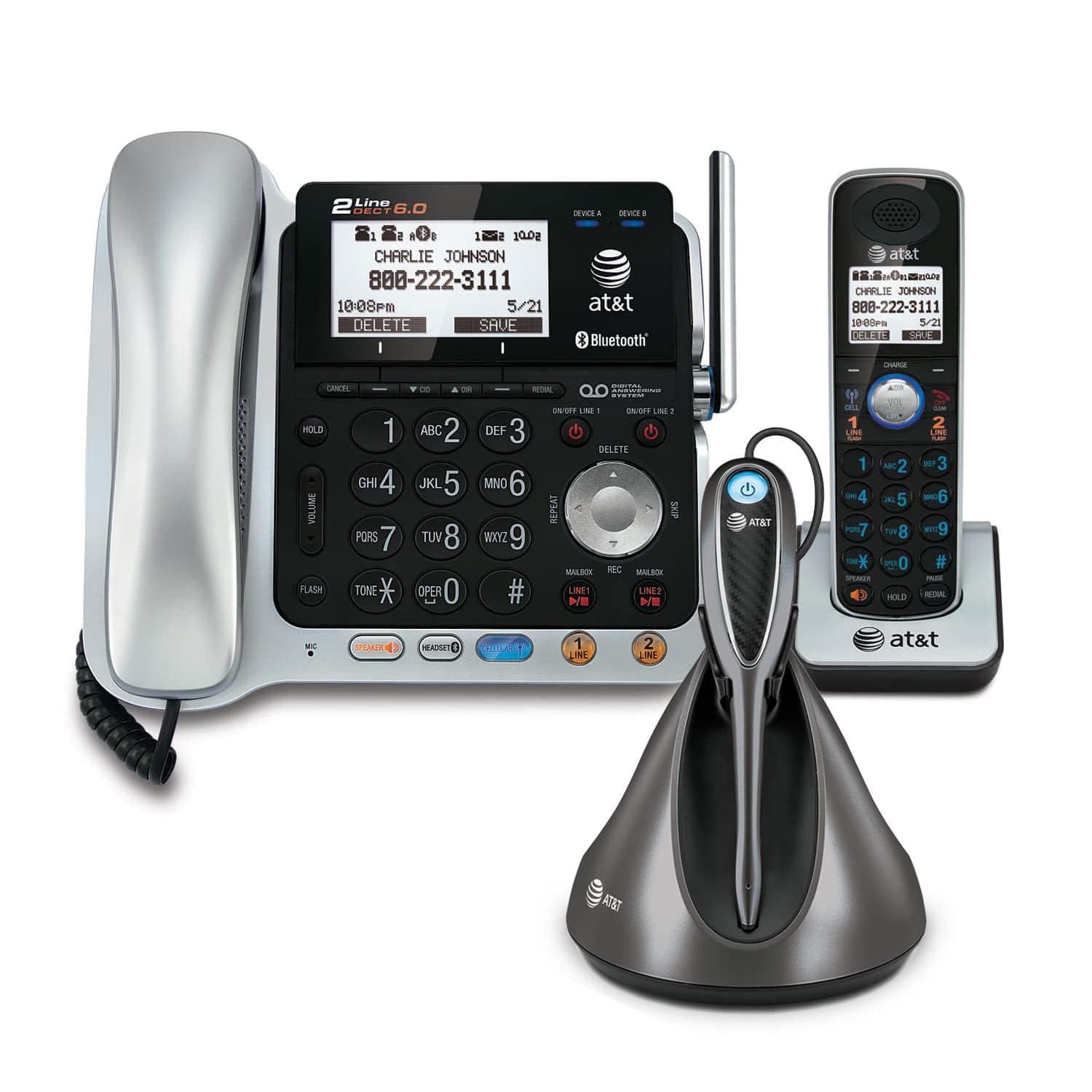 2-line Connect to Cell™ corded/cordless answering system with caller ID/call waiting - view 1