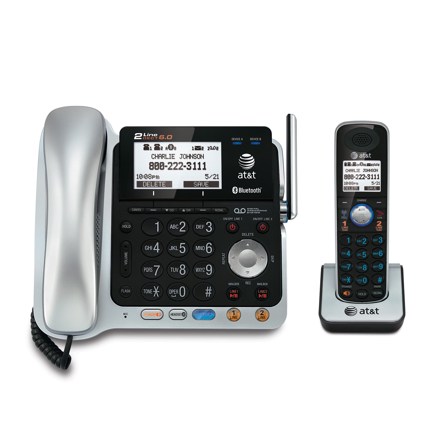 AT&T DECT 6.0 2-Line Corded/Cordless Bluetooth Phone System TL86109 - The  Home Depot