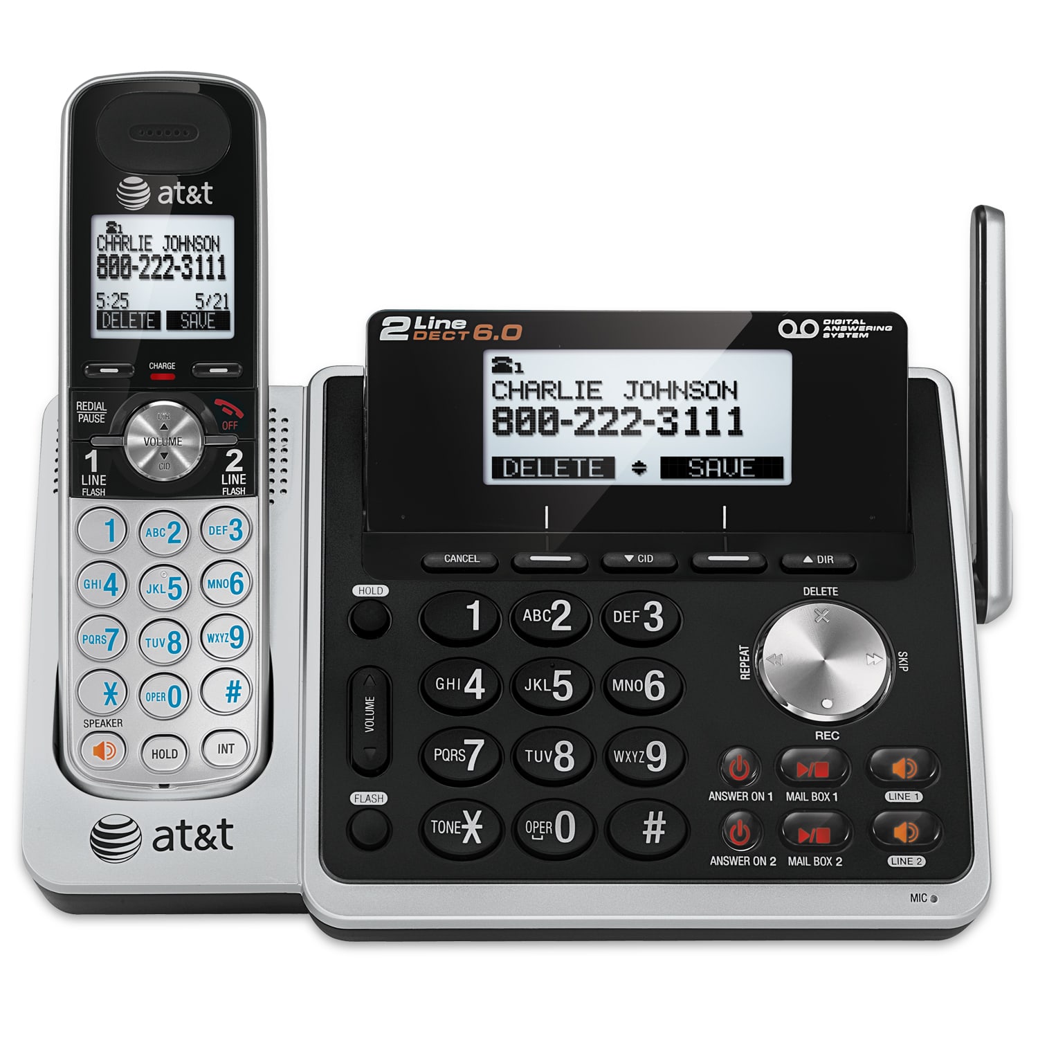 2-line answering system with dual caller ID/call waiting - view 1