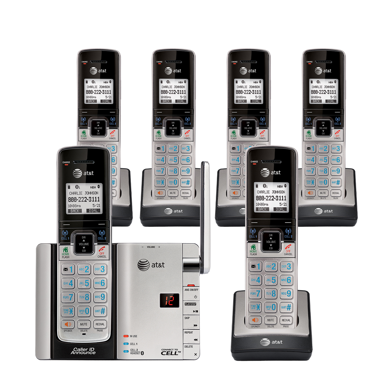 6 handset Connect to Cell™ answering system with caller ID/call waiting - view 1
