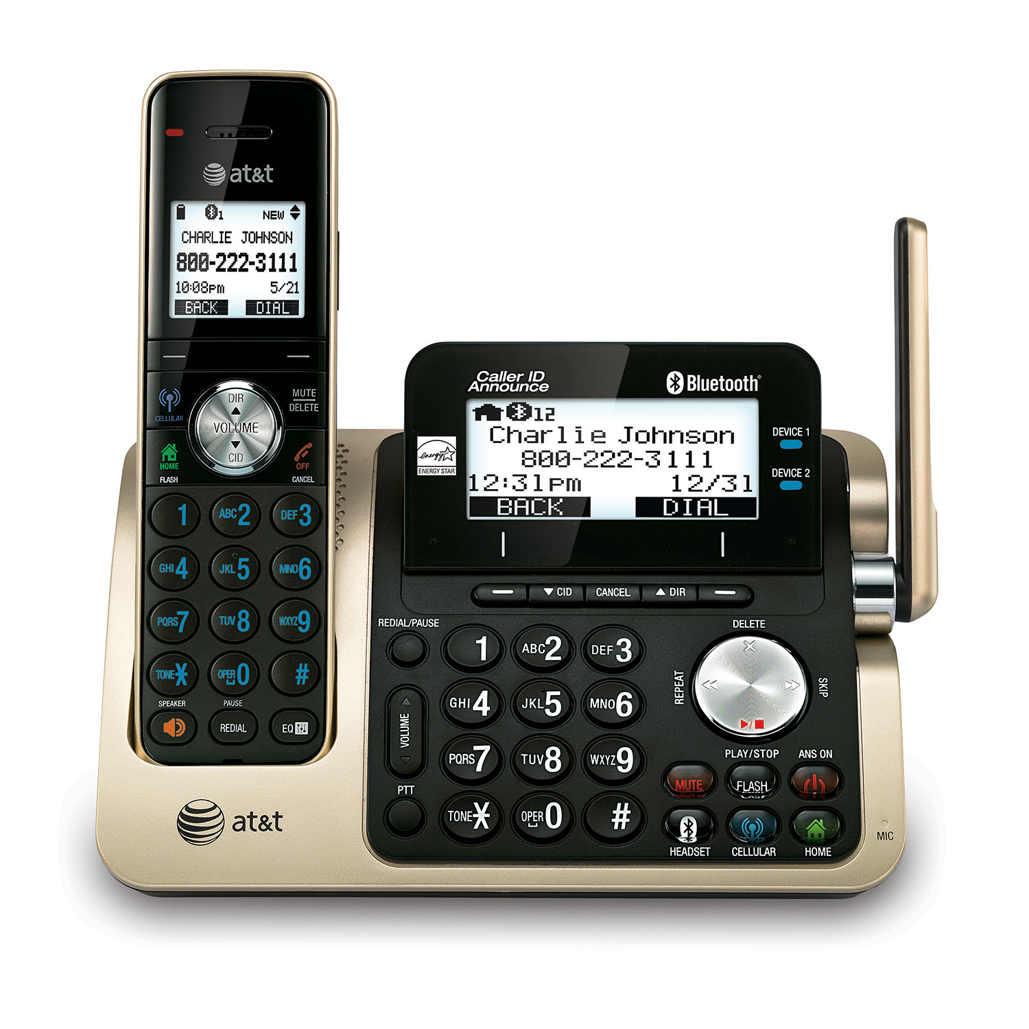 Connect to Cell™ answering system with dual  caller ID/call waiting  - view 1