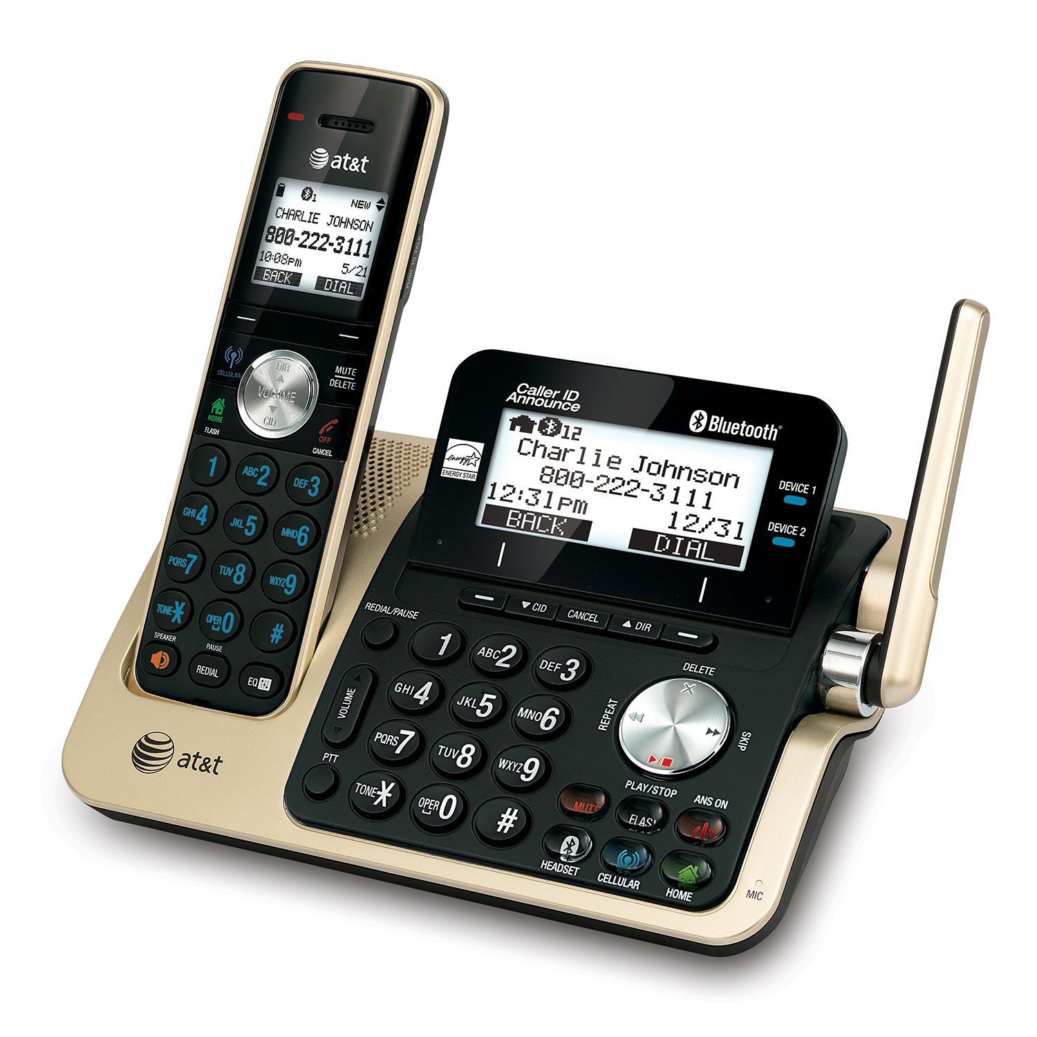 3 handset Connect to Cell™ answering system with dual caller ID/call waiting - view 2