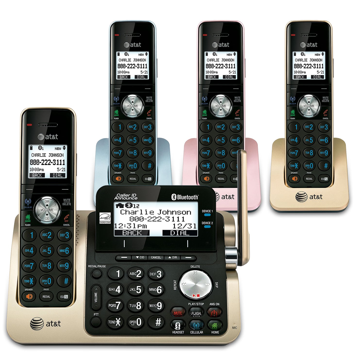 4 handset Connect to Cell™ answering system with caller ID/call waiting - view 1